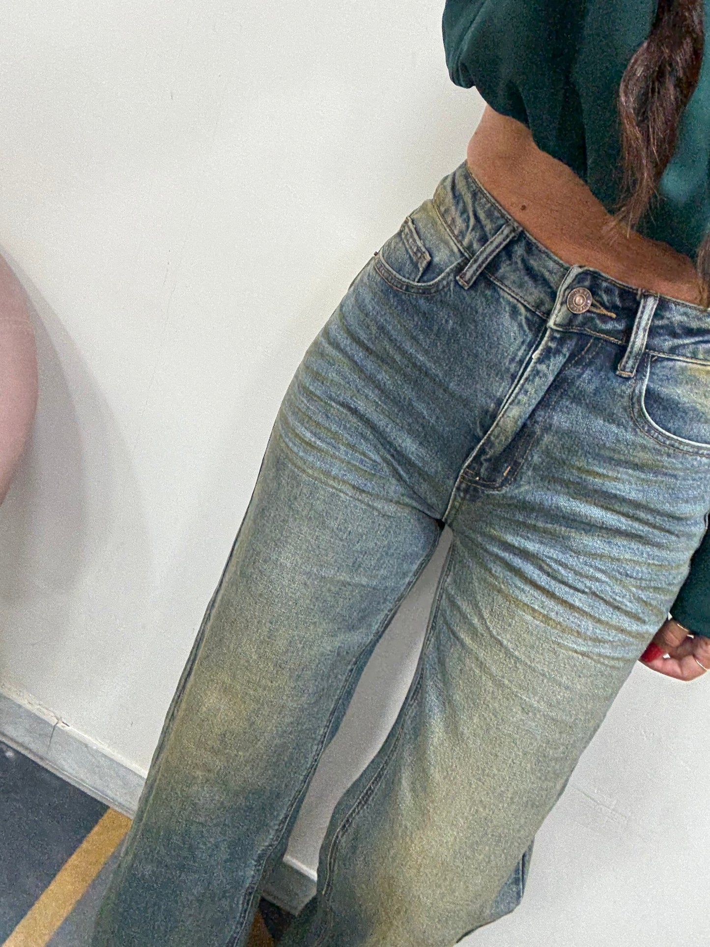 Jeans palazzo sabbiato marrone 226
