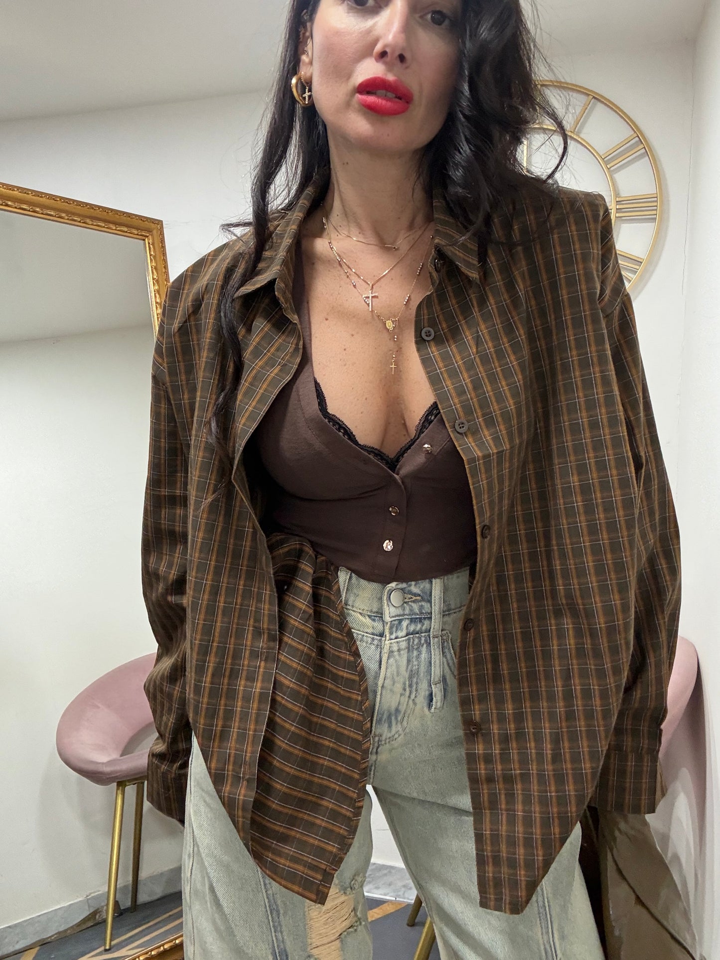 Camicia spalline oversize 695#