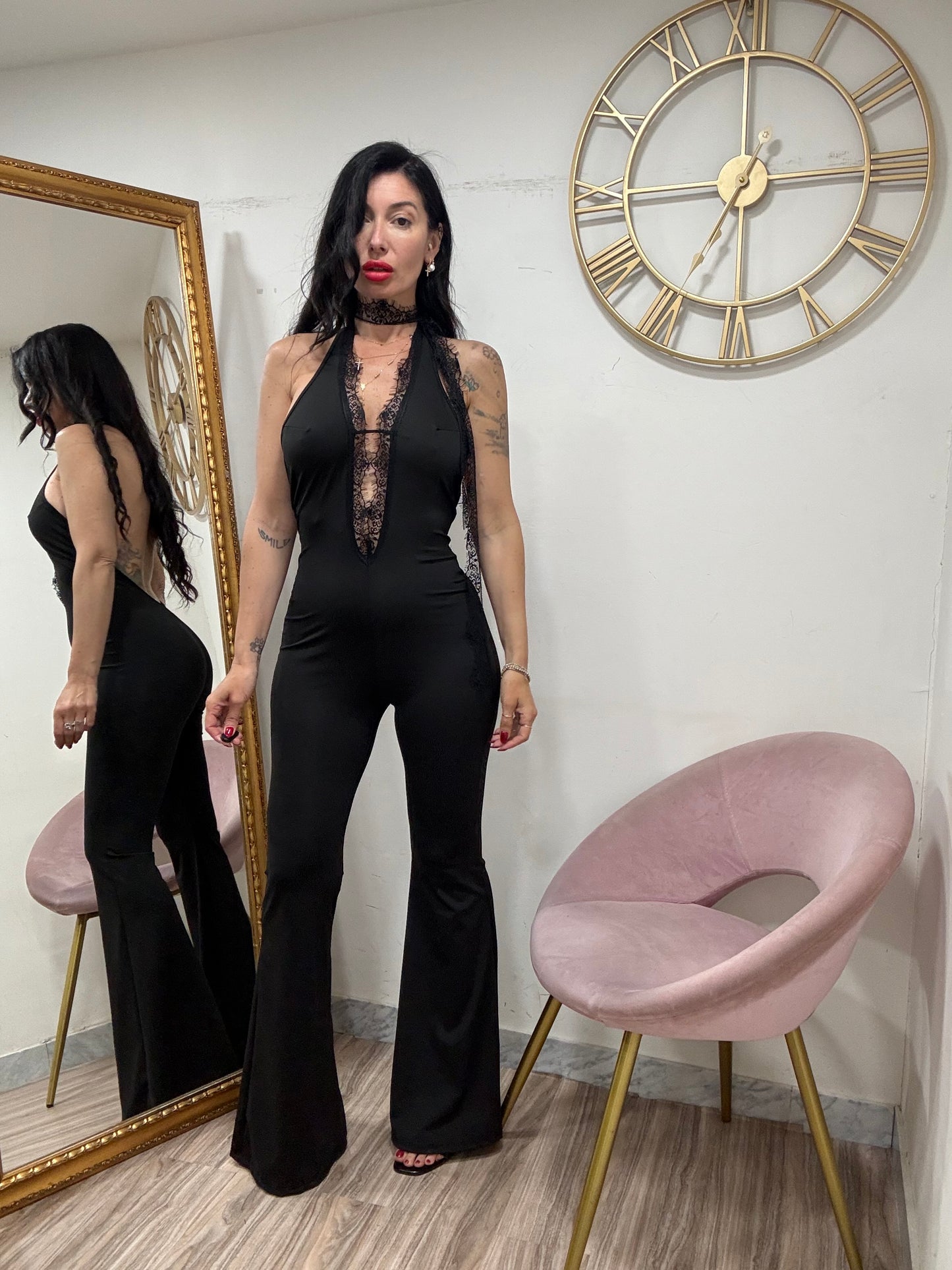 Jumpsuit scollo pizzo 20383