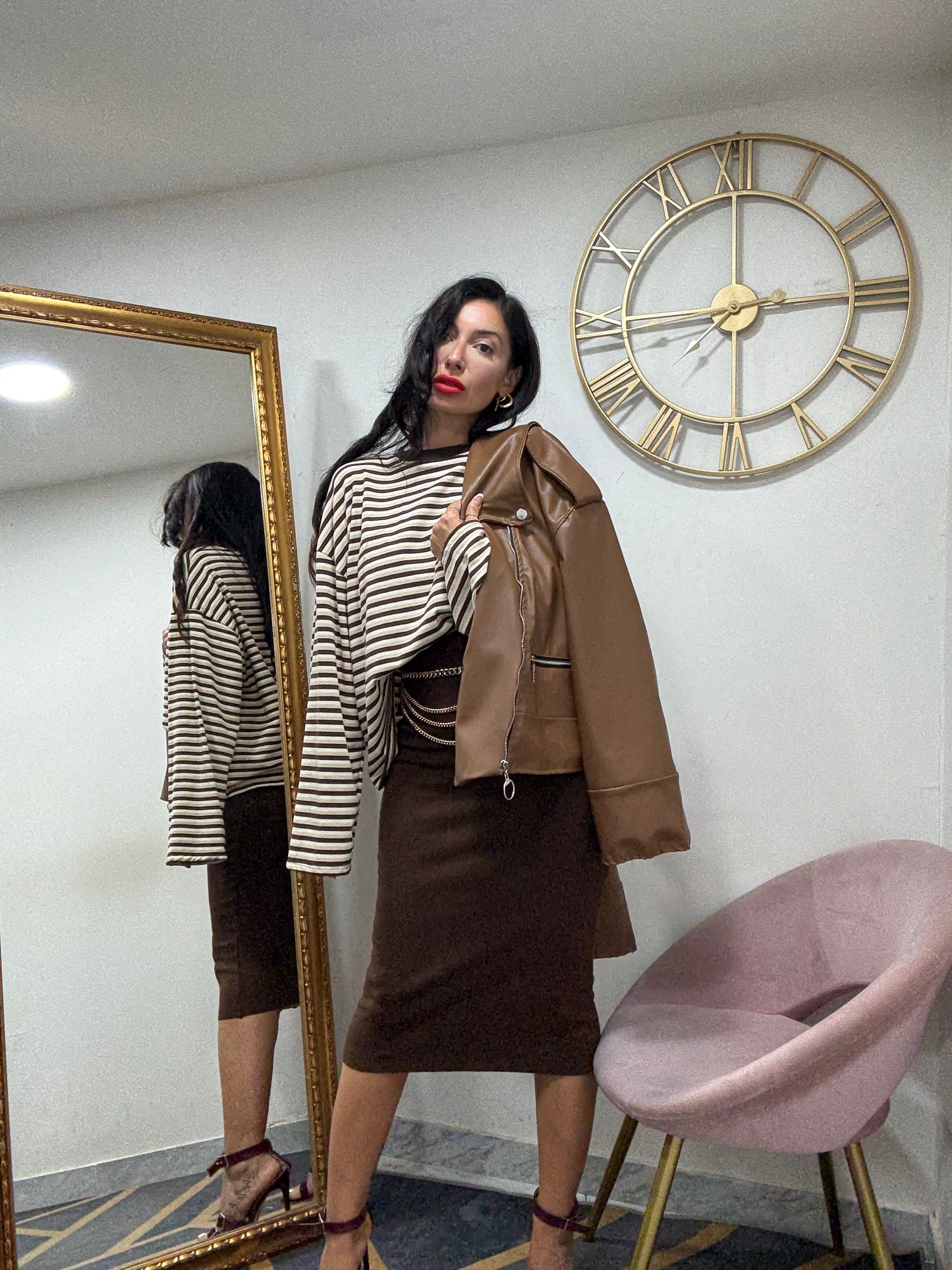 Maglia righe manica campana