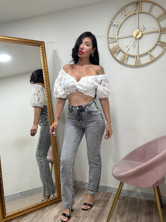 Jeans skinny fondo ampio grigio 2842
