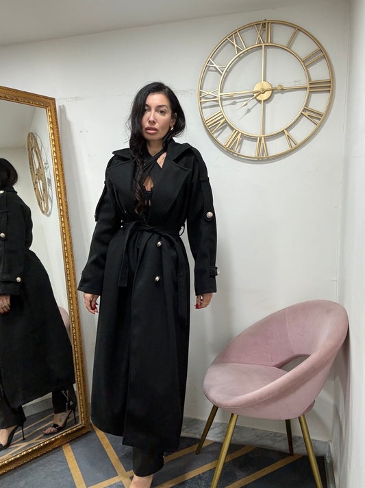 Trench panno doppio petto lungo