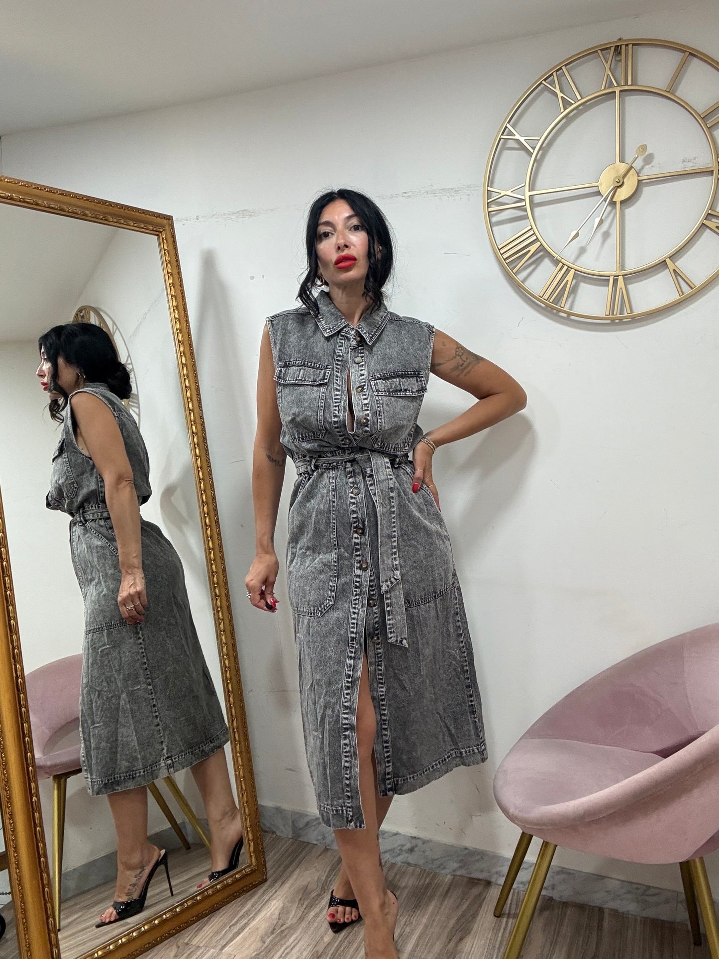 Dress denim mod camicia giro manica 10692