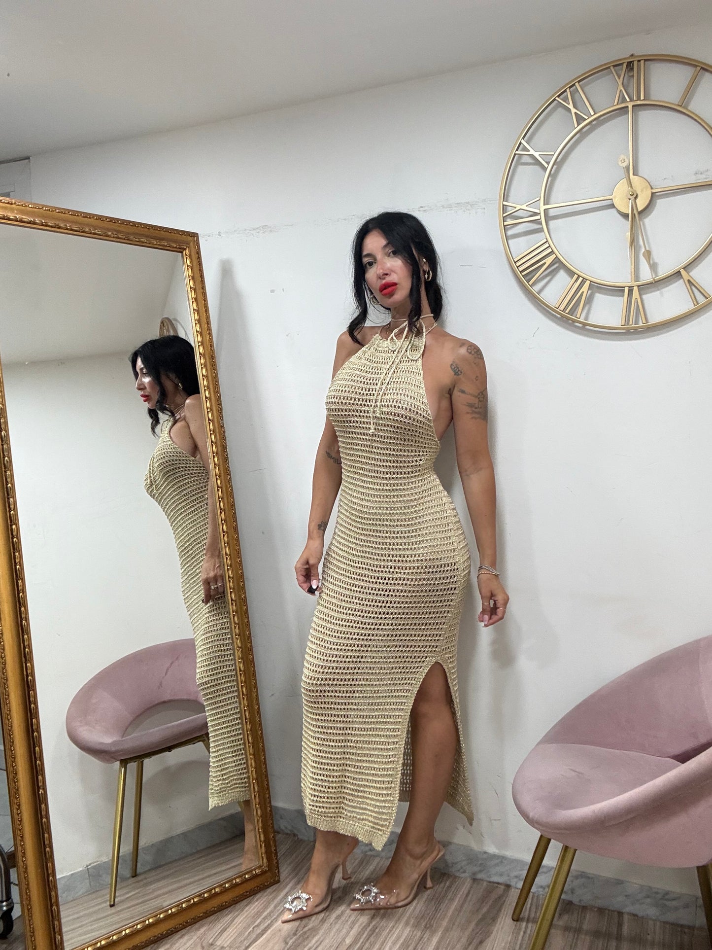 Dress uncinetto scollo americano 3679