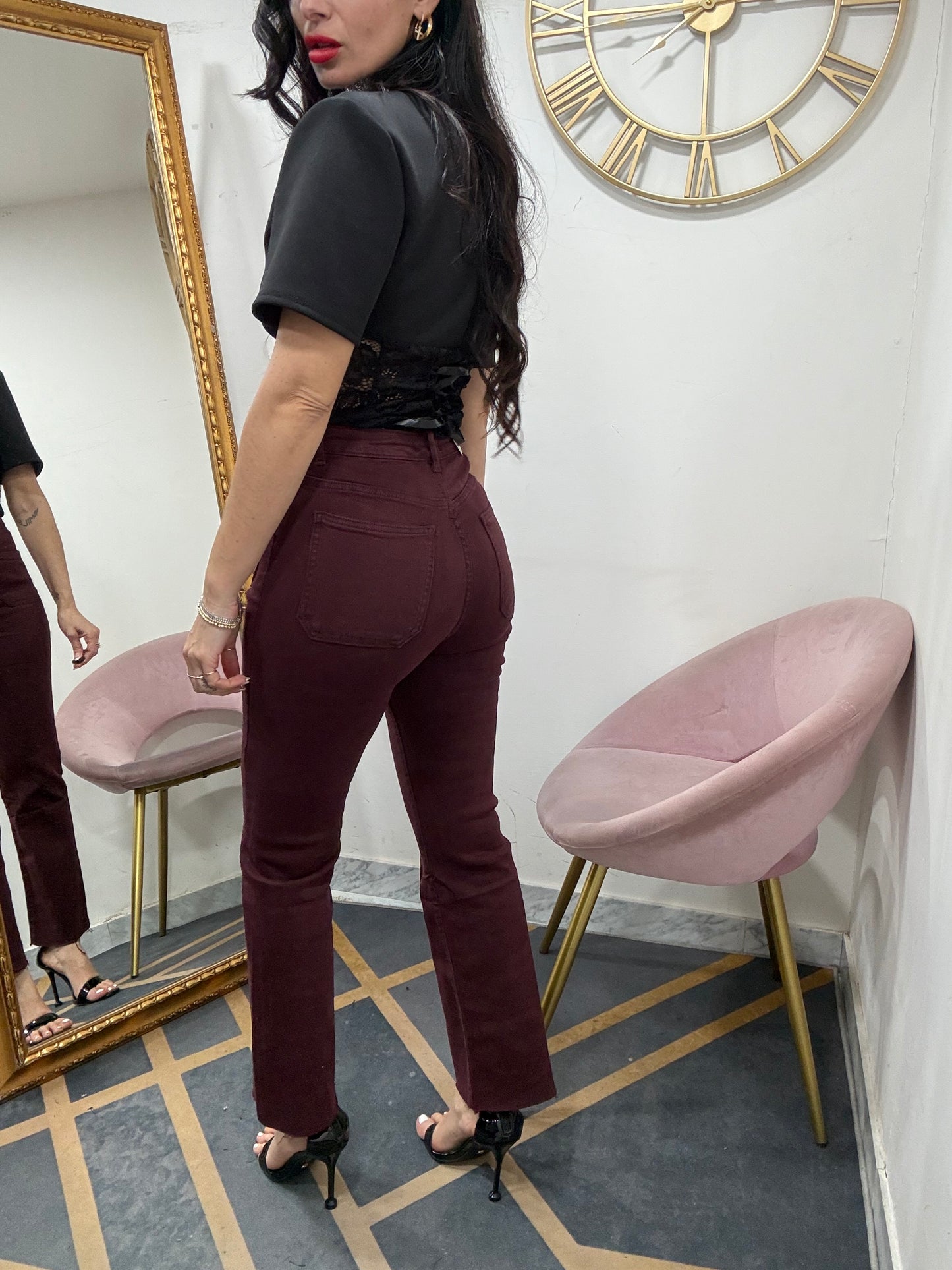 Jeans flared bordeaux taschini 9x3#