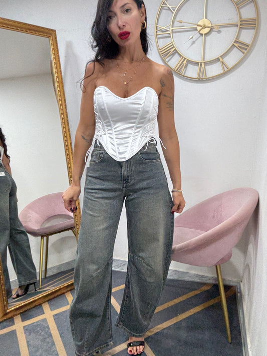 Jeans ballon sabbiato beige 014
