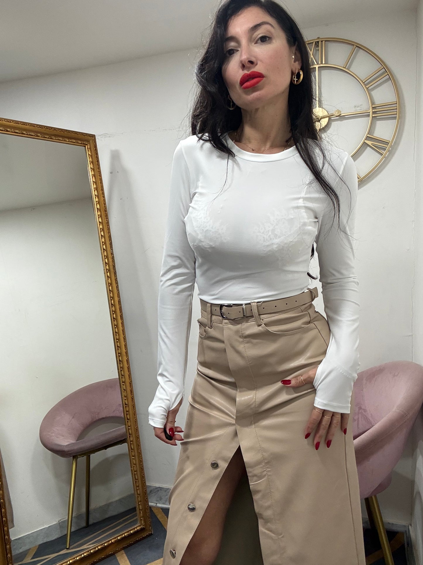 Crop licra drappeggio buco 16590