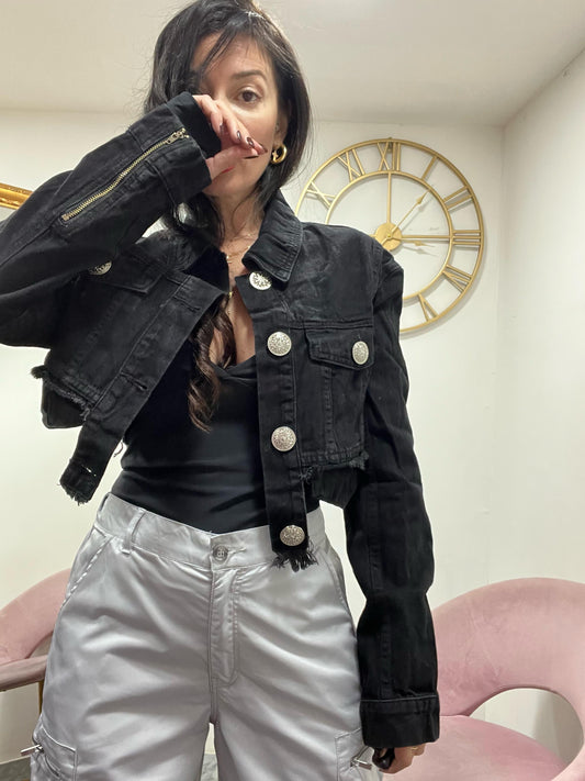 Giubbino denim crop
