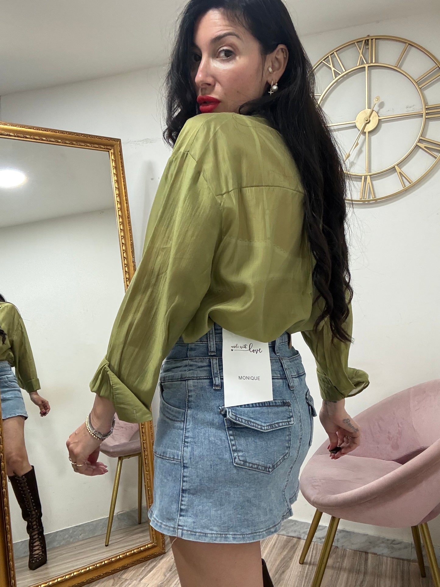 Mini denim  pantaloncino con doppio bustino 22253
