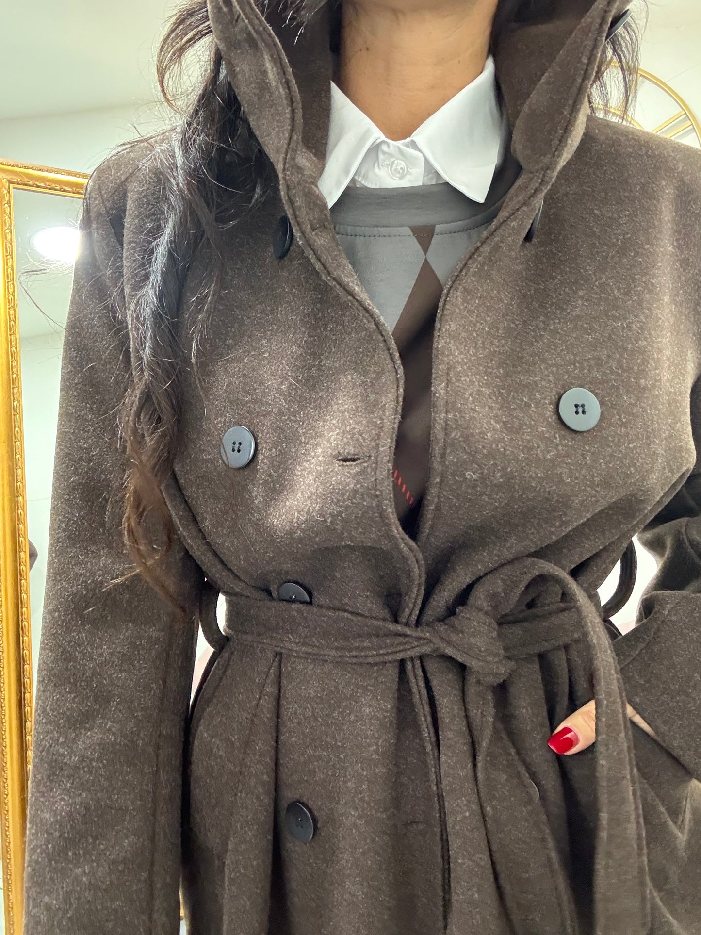 Cappotto collo alto doppio petto 148