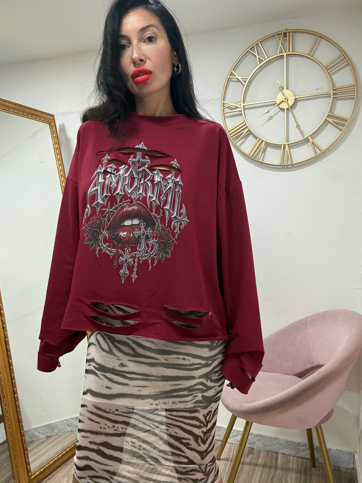 Shirt amormi labbra tagli 99178