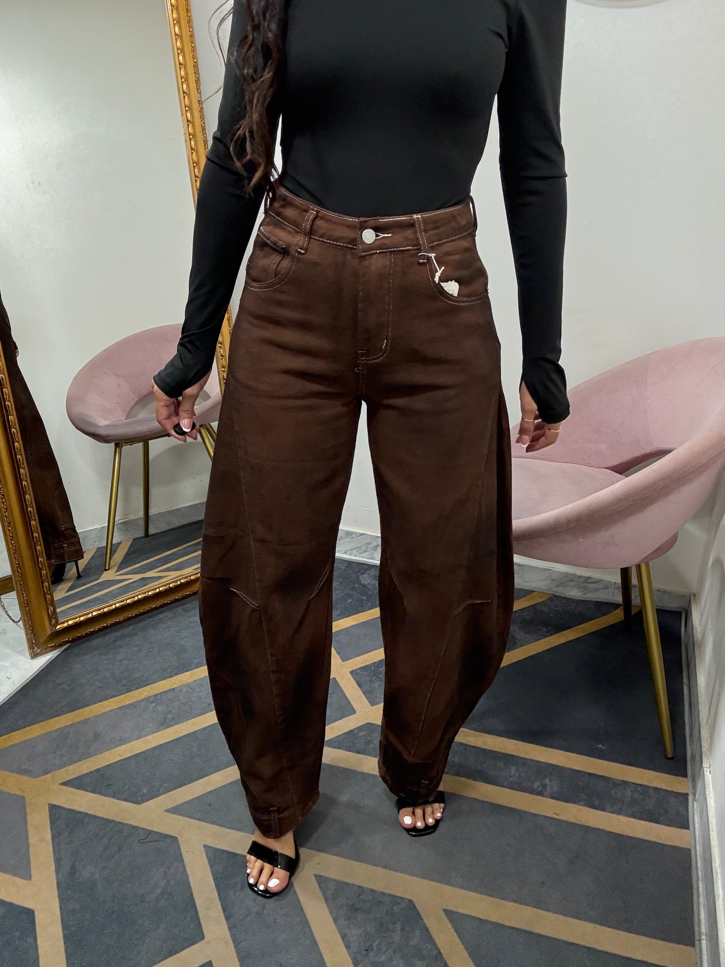Jeans revers  marrone 523