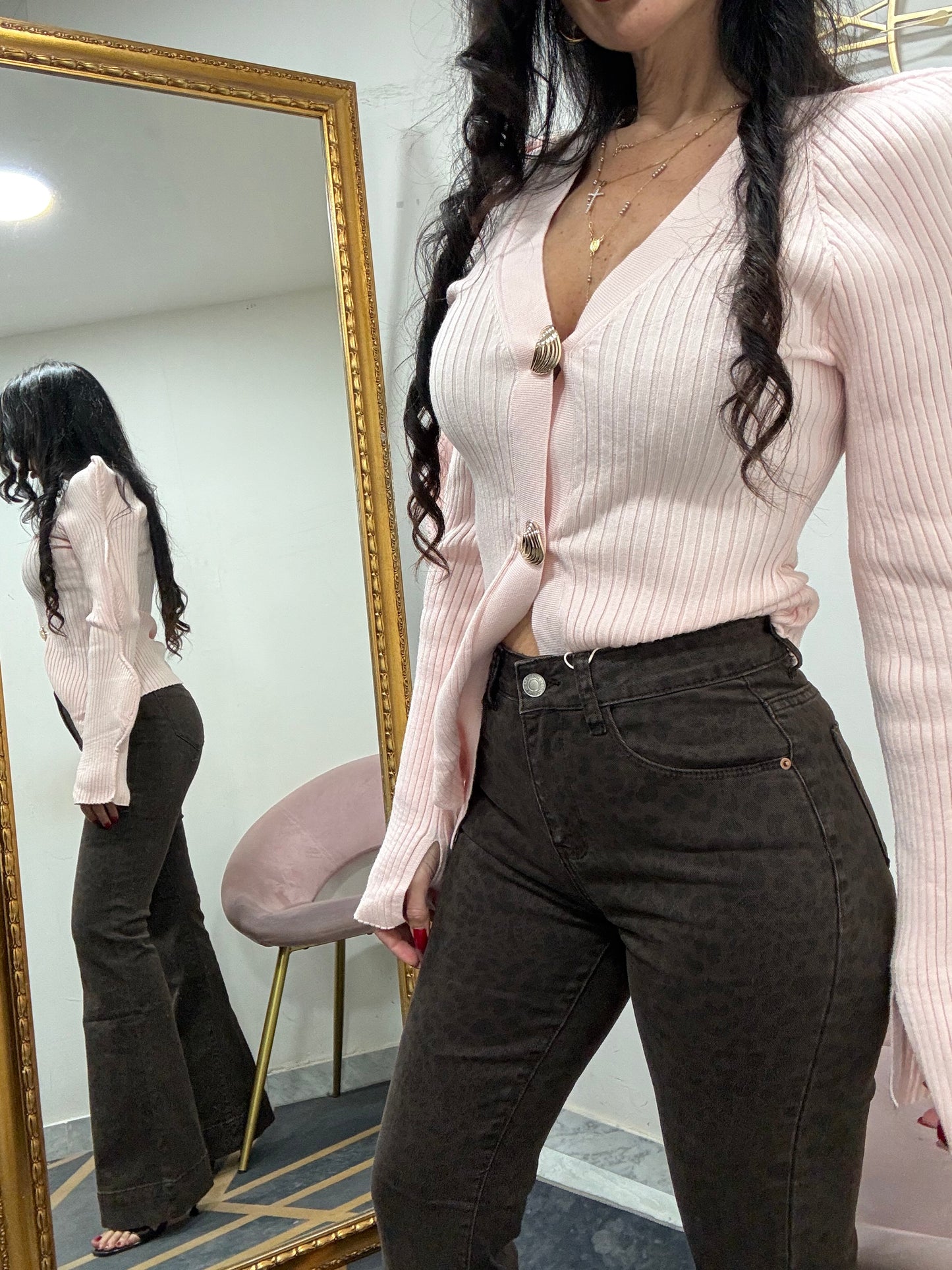Jeans zampa leopardato 039