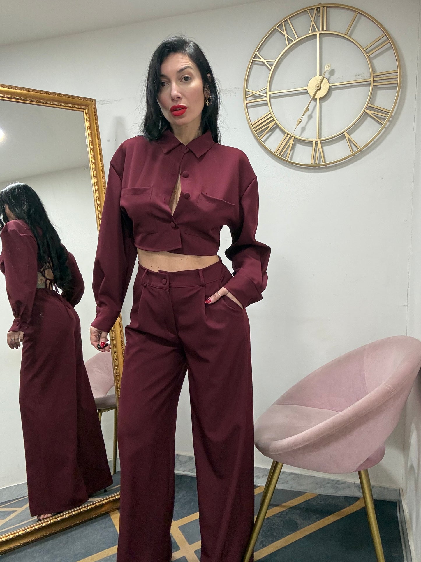 Tailleur camicia crop intreccio retro 9268