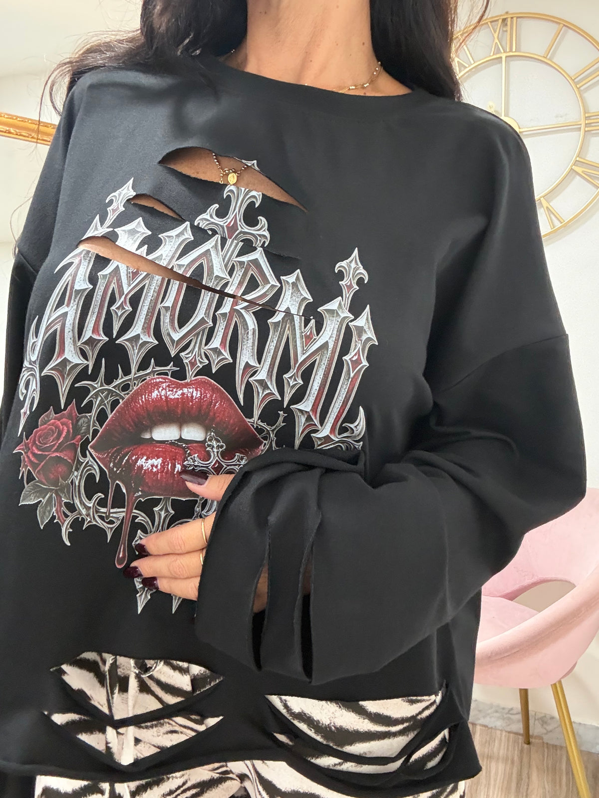 Shirt amormi labbra tagli 99178