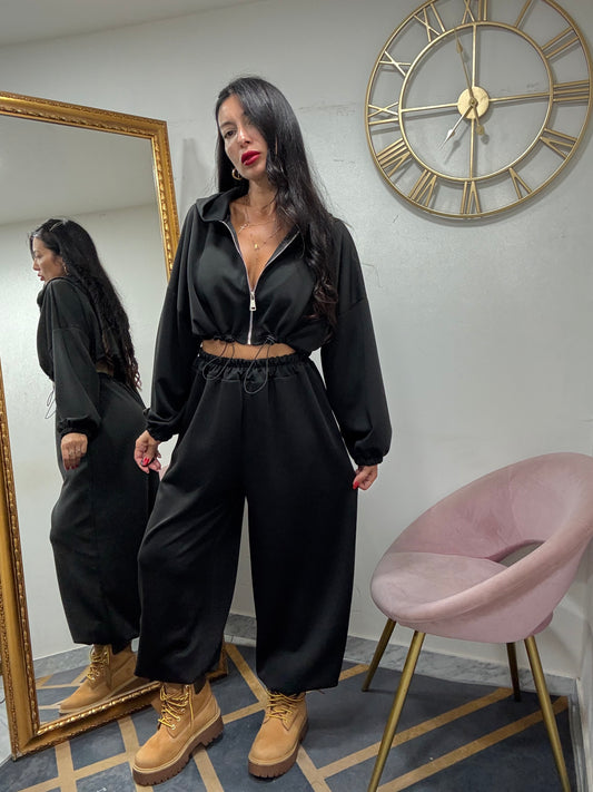 Coord felpa crop over coulisse