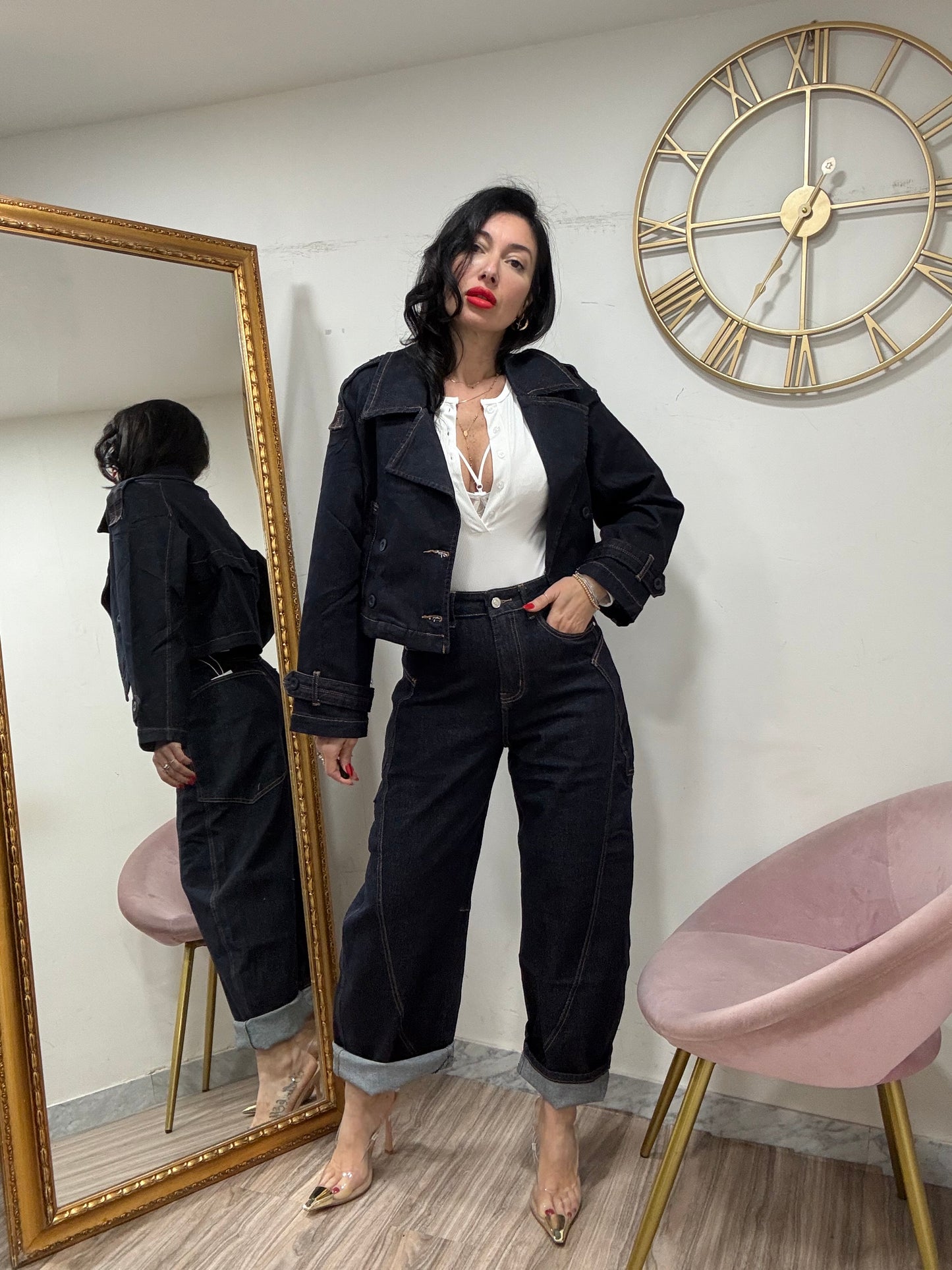 Trench denim doppio petto 6020