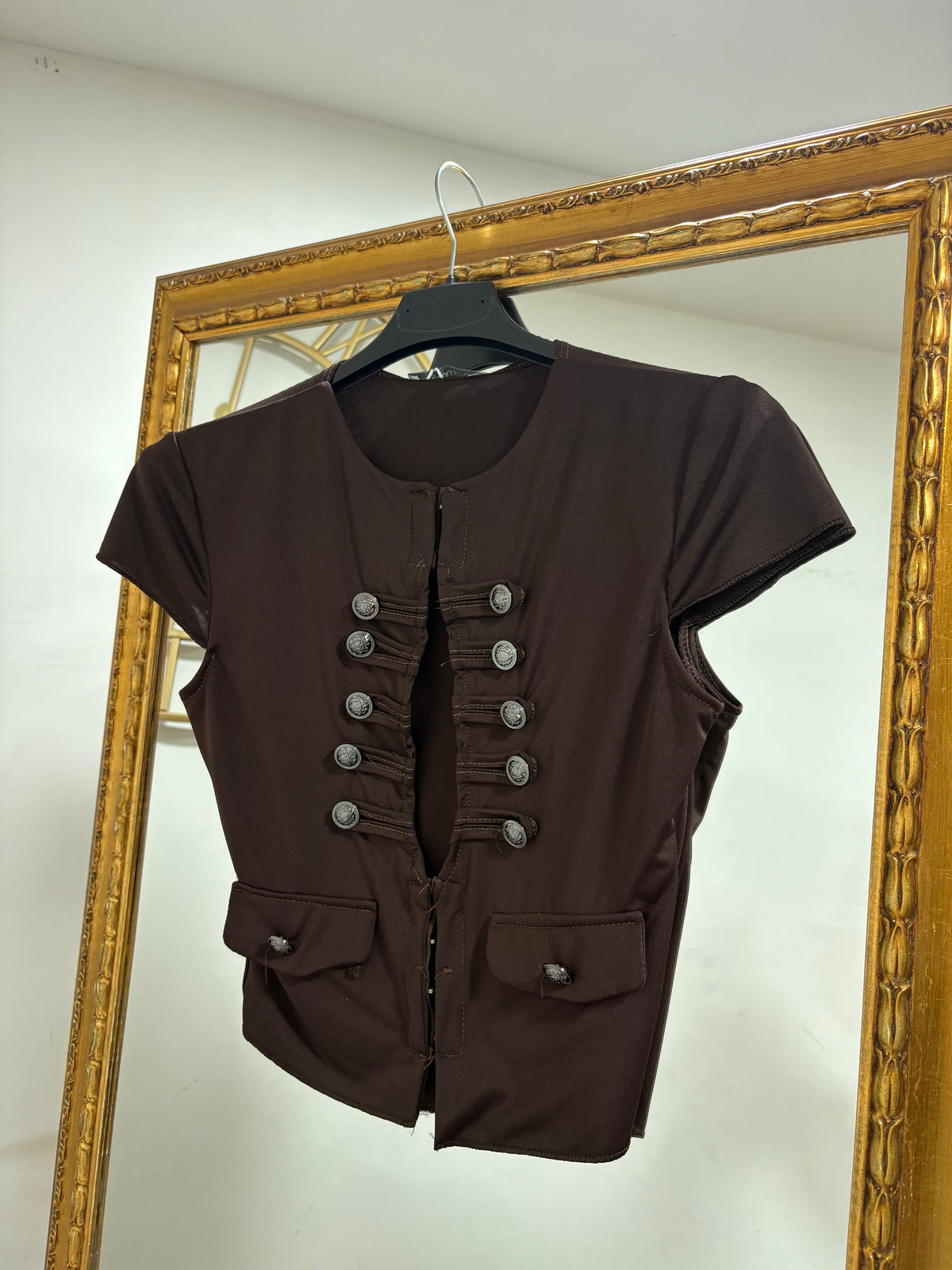 Maglia scollo a goccia bottoni militari 2349