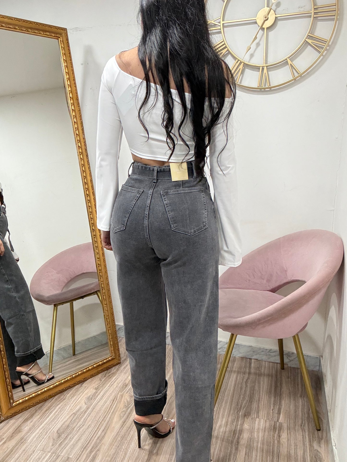 Jeans baggy cinta grigio 33602