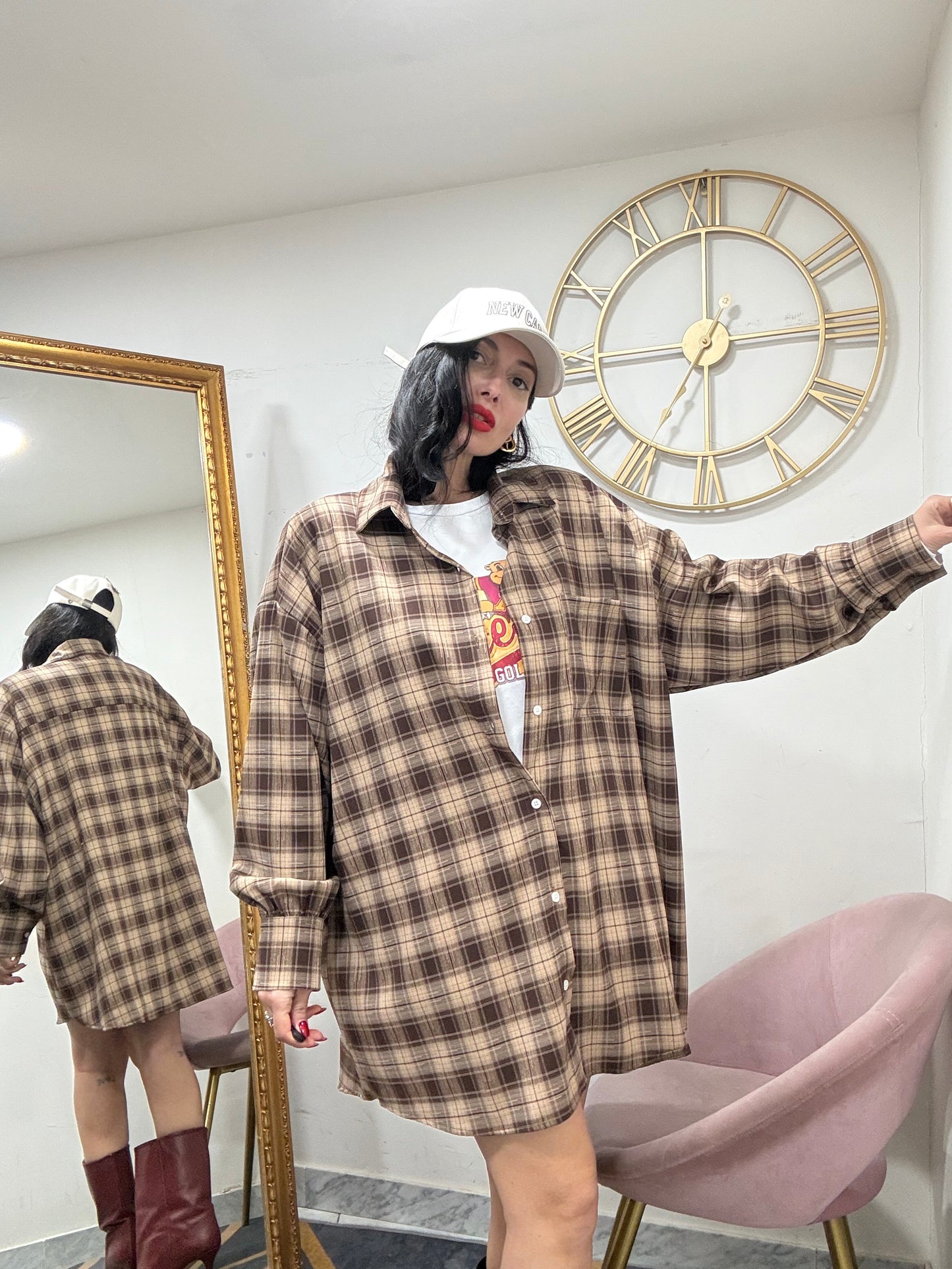 Camicione oversize quadri 18935