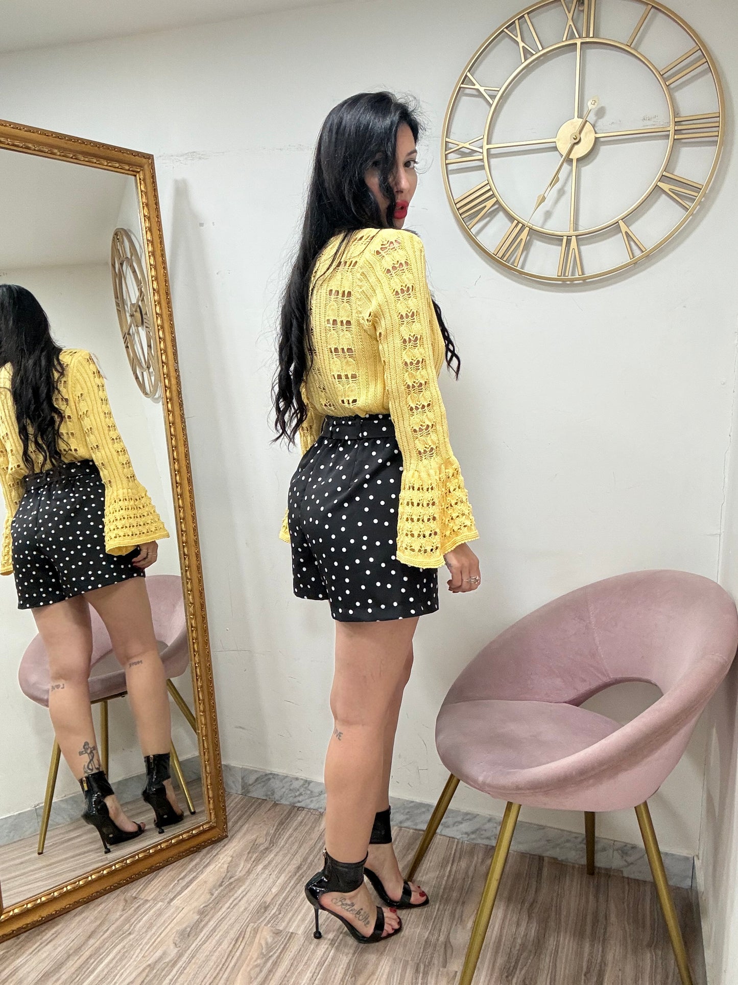 Pantaloncino cinta  pois 6916