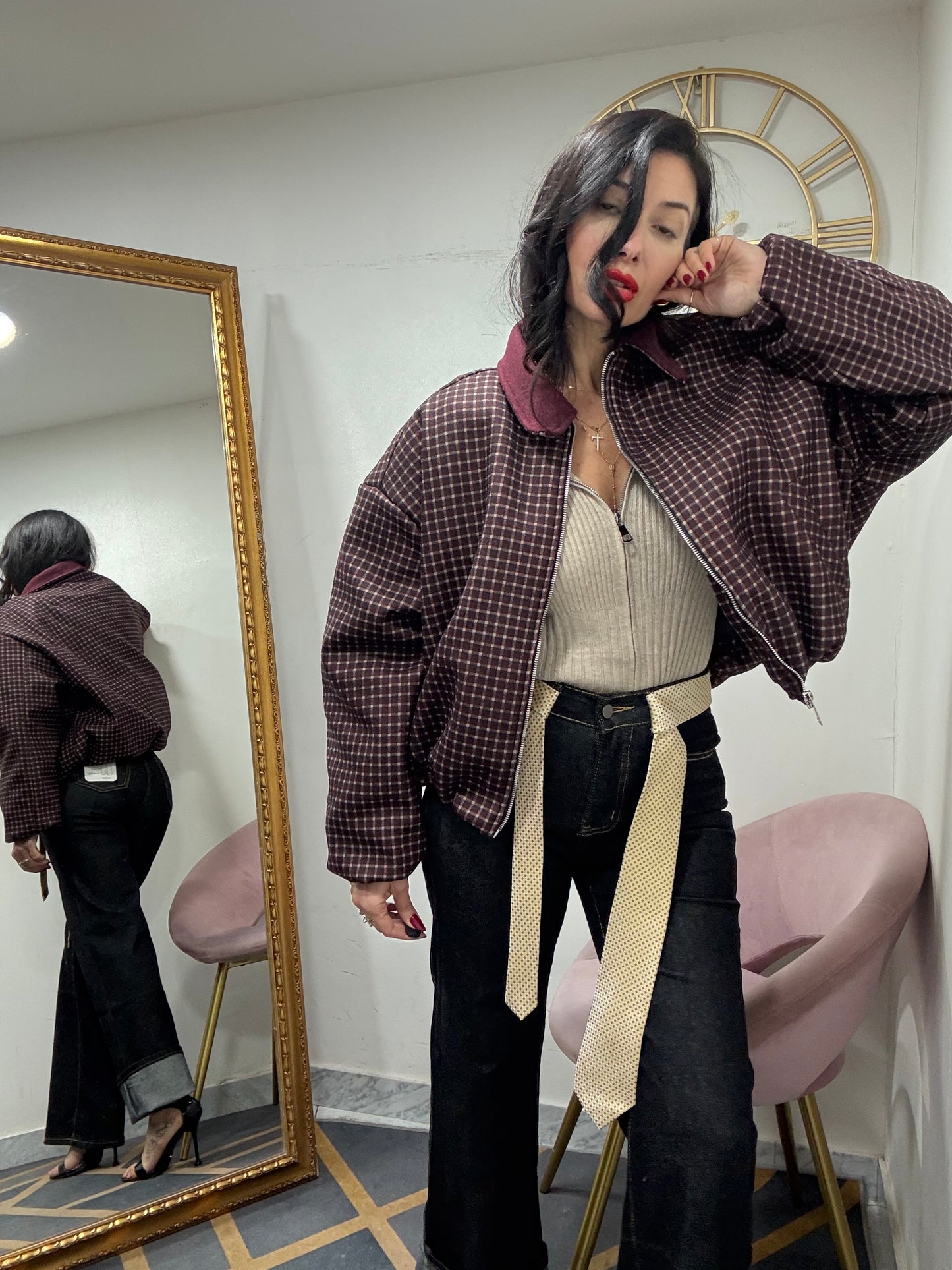 Bomber panno quadretti 811