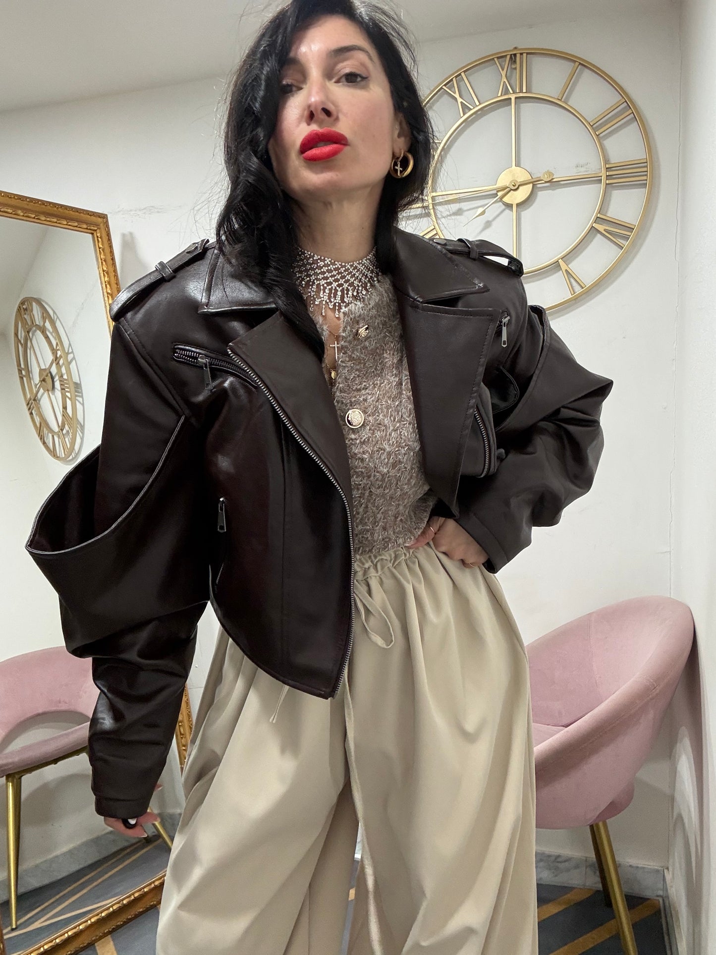 Chiodo ecopelle manicotto 683