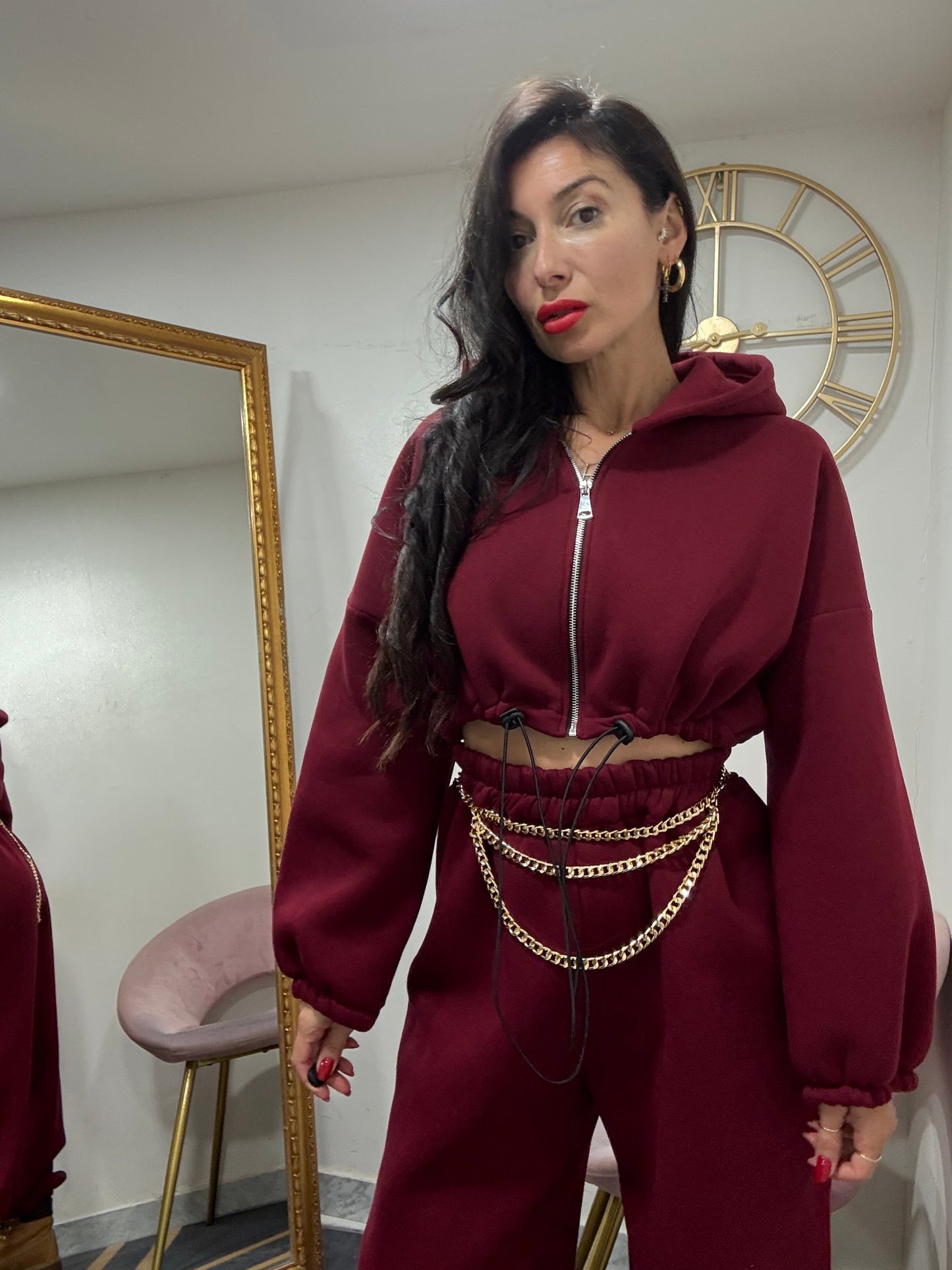 Coord felpa crop coulisse 051