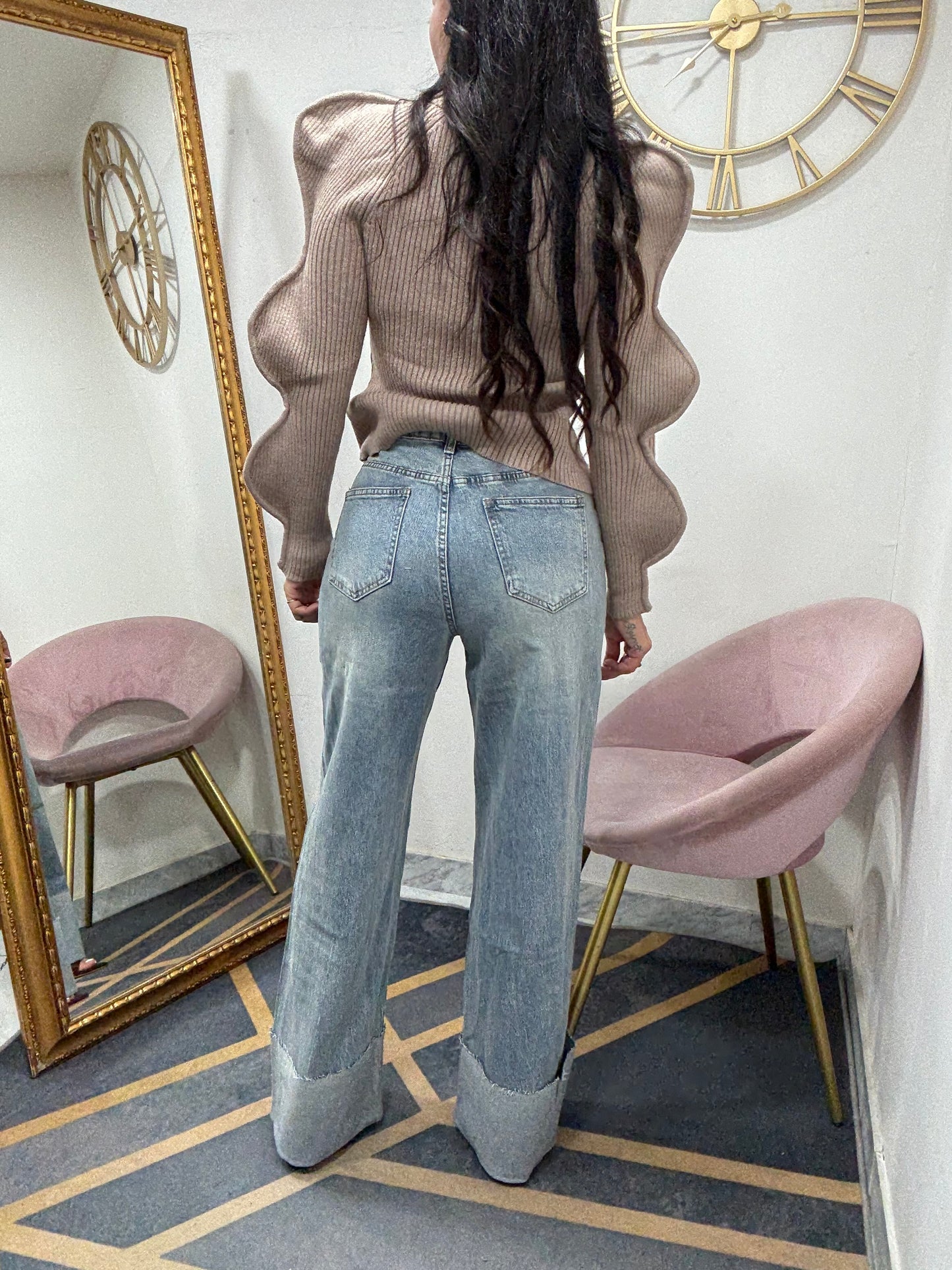 Jeans palazzo super piegone 523