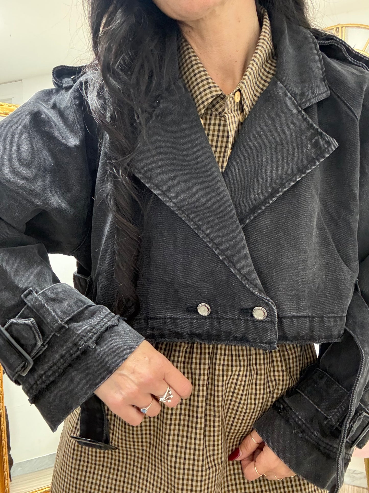 Trench denim nero 196
