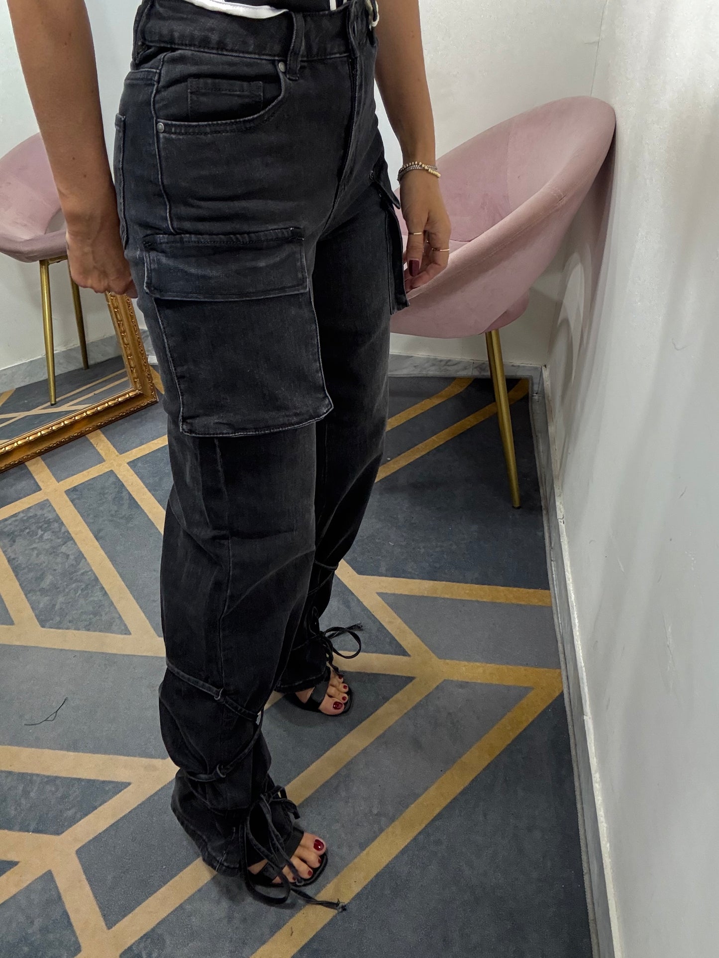 Jeans tasconi lacci caviglie 332