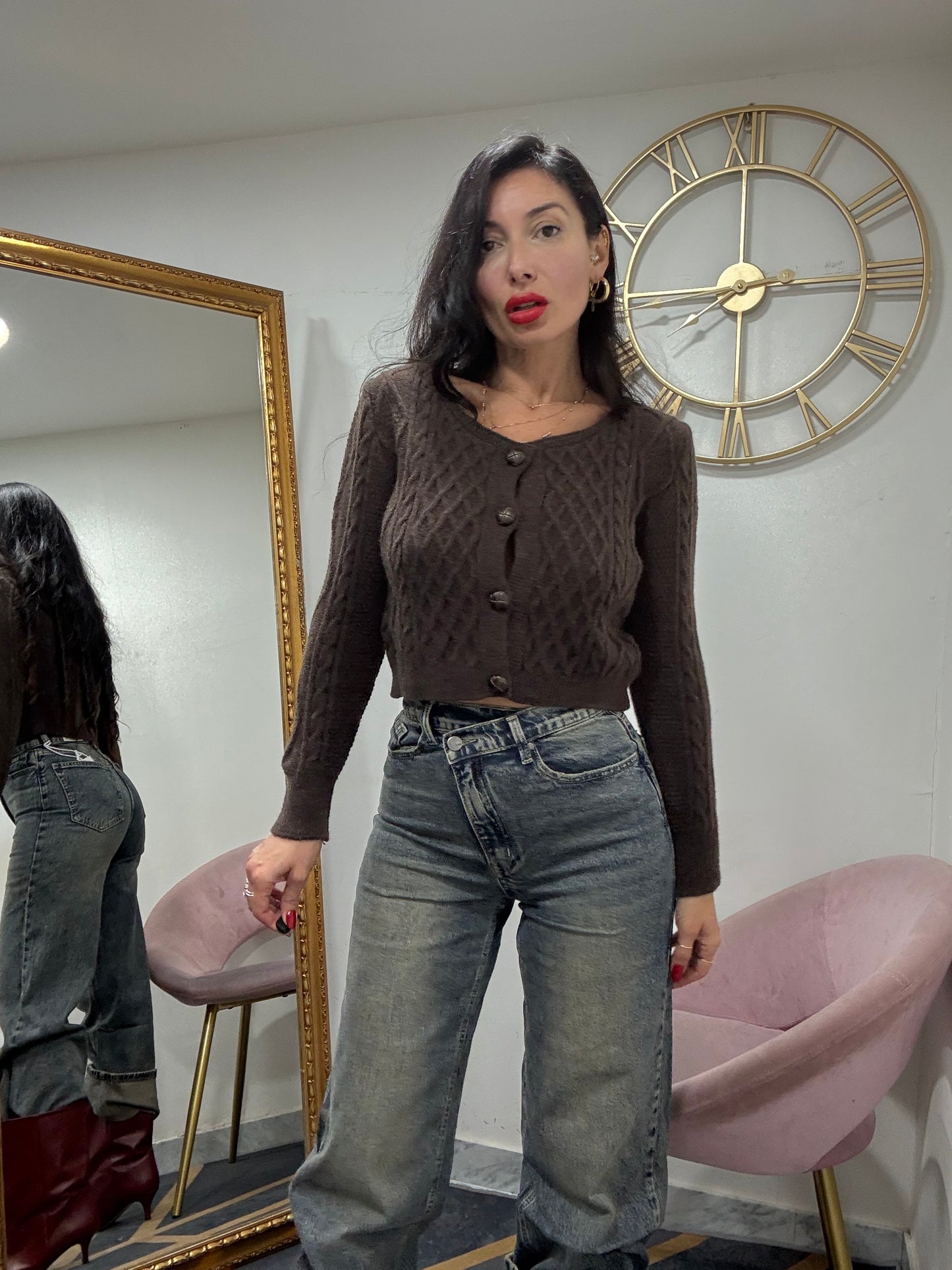 Jeans abbottonatura asimmetrica sabbiato 111