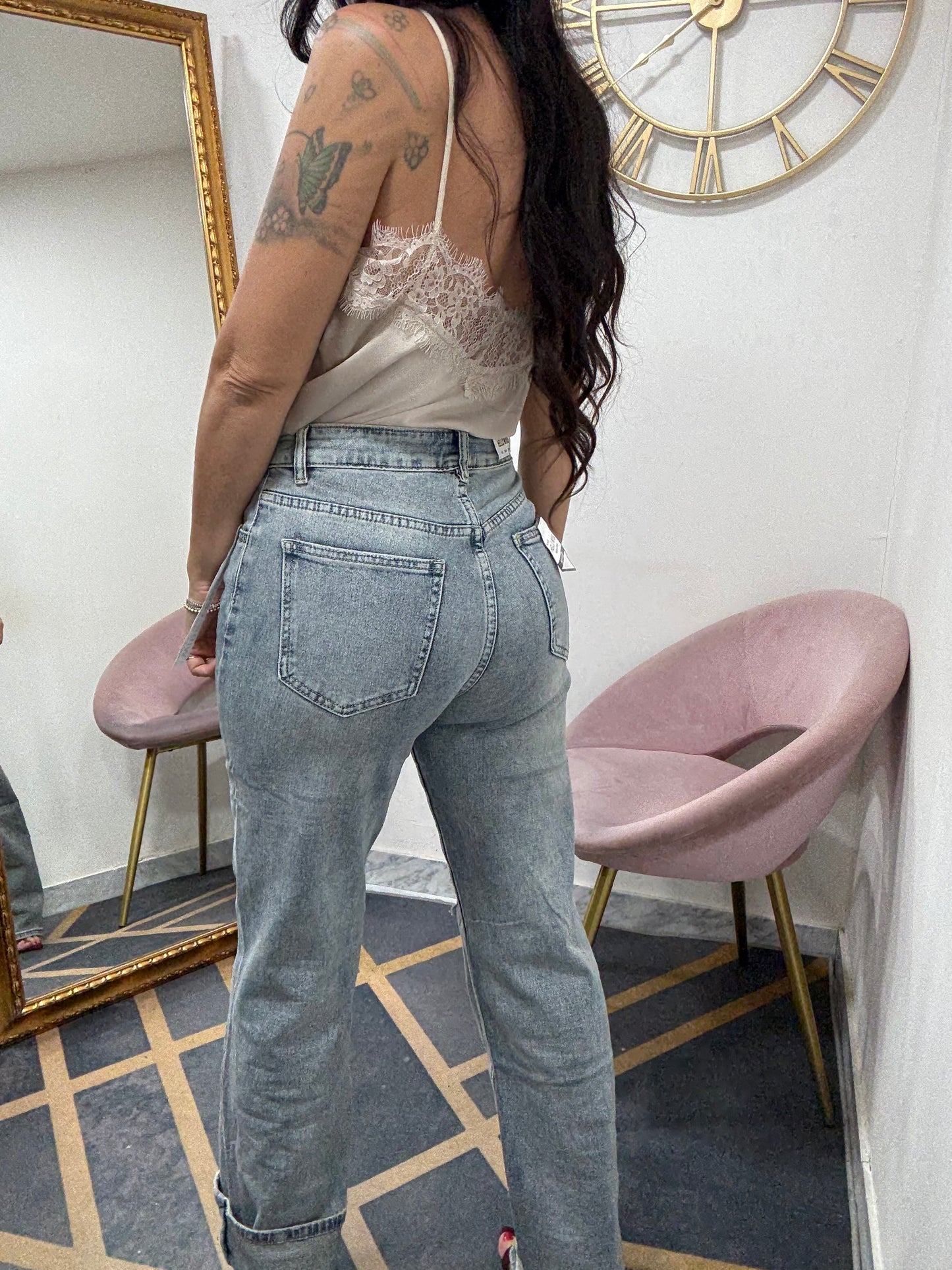 Jeans wide leg rotture 646