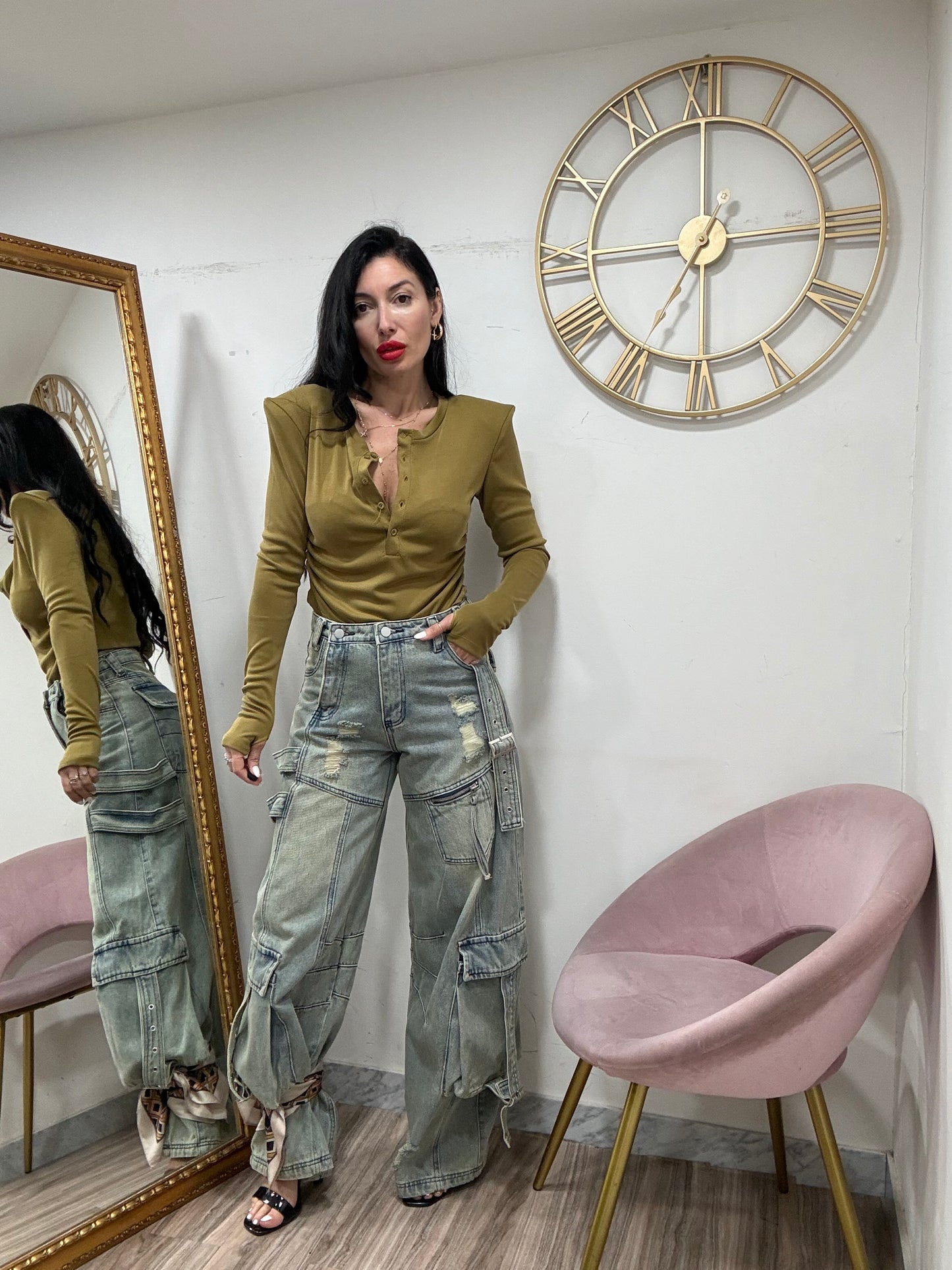 Jeans cargo doppia zip  6657