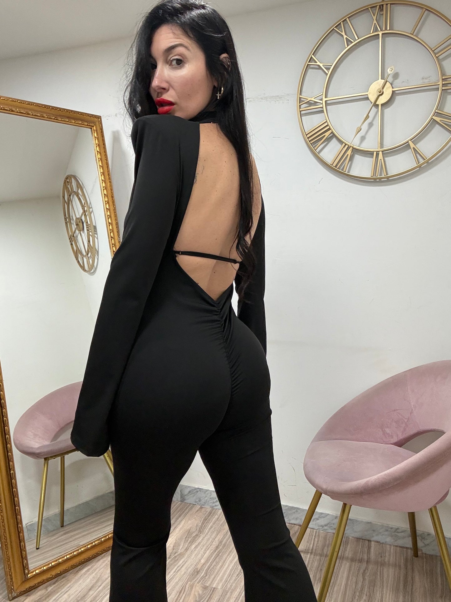 Jumpsuit zampa doppio scollo 19432