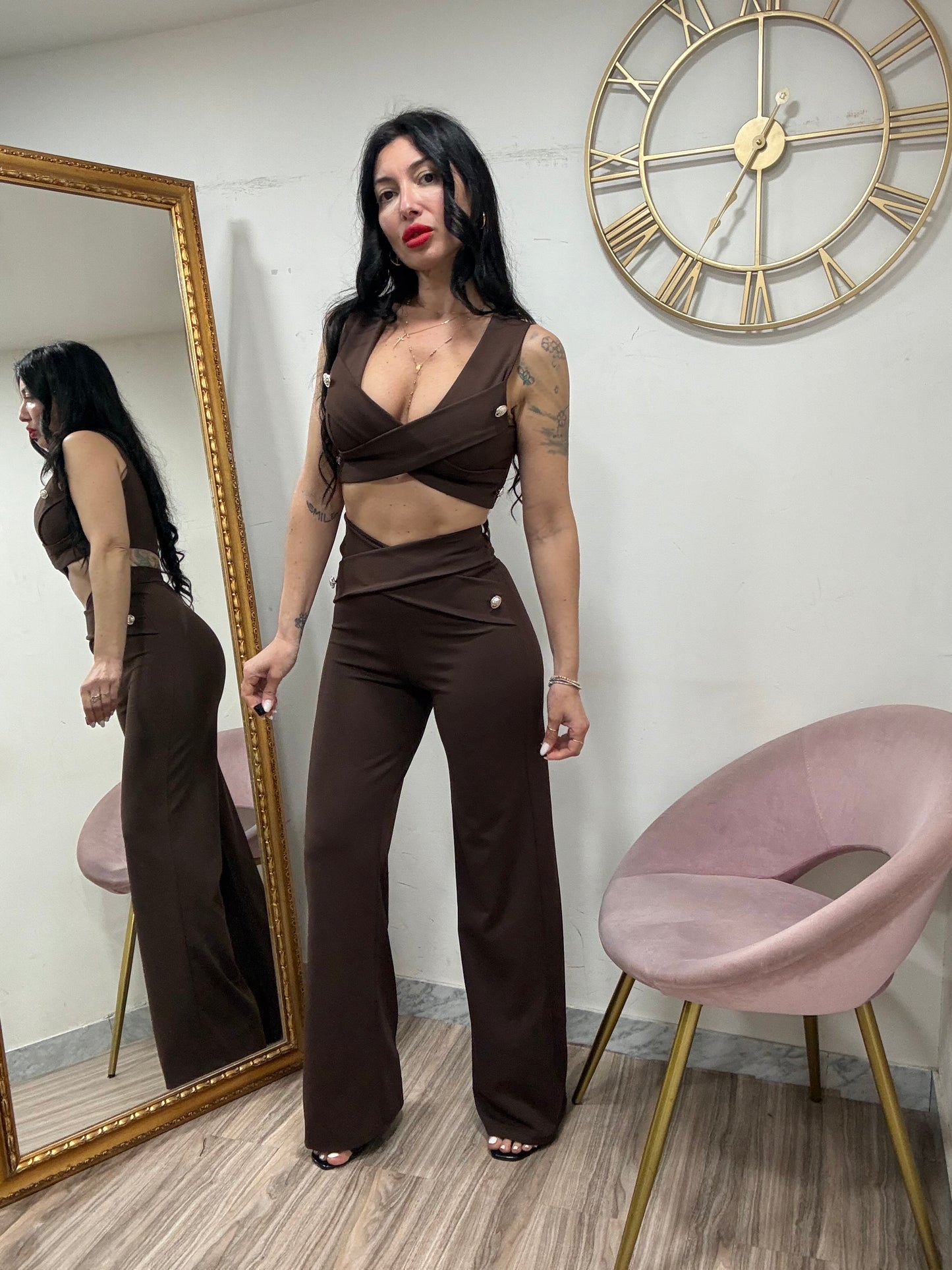 Coordinato top crop fasce  25620
