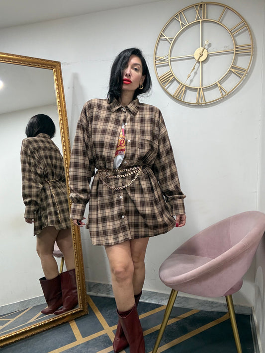 Camicione oversize quadri 18935