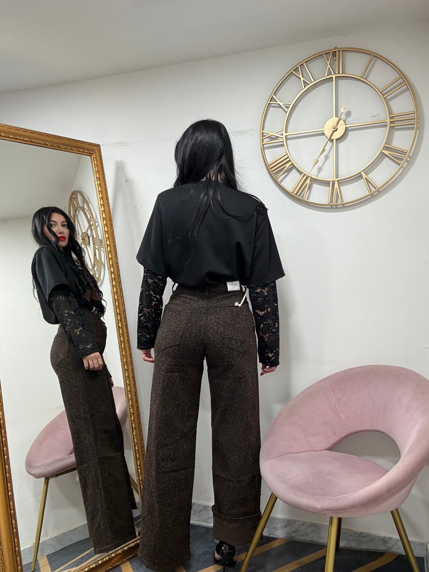 Jeans leopardato abbott assimmetrica 5214