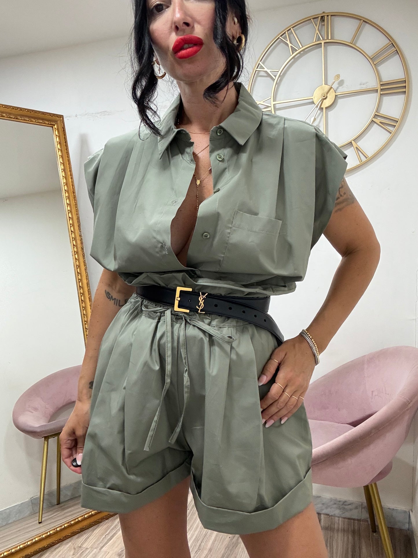 Camicia giro manica crop Just west 1951-02