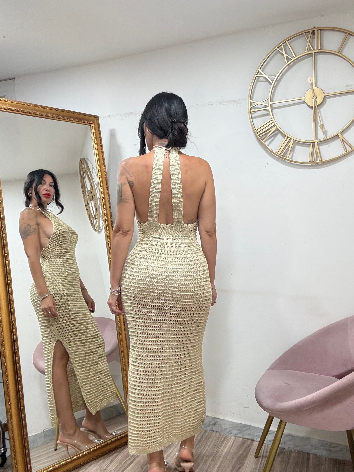 Dress uncinetto scollo americano 3679