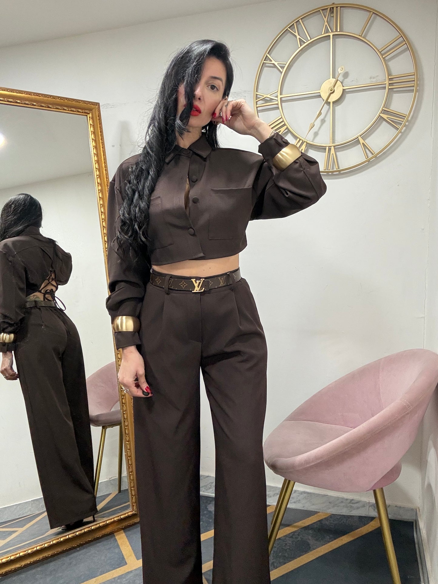 Tailleur camicia crop intreccio retro 9268