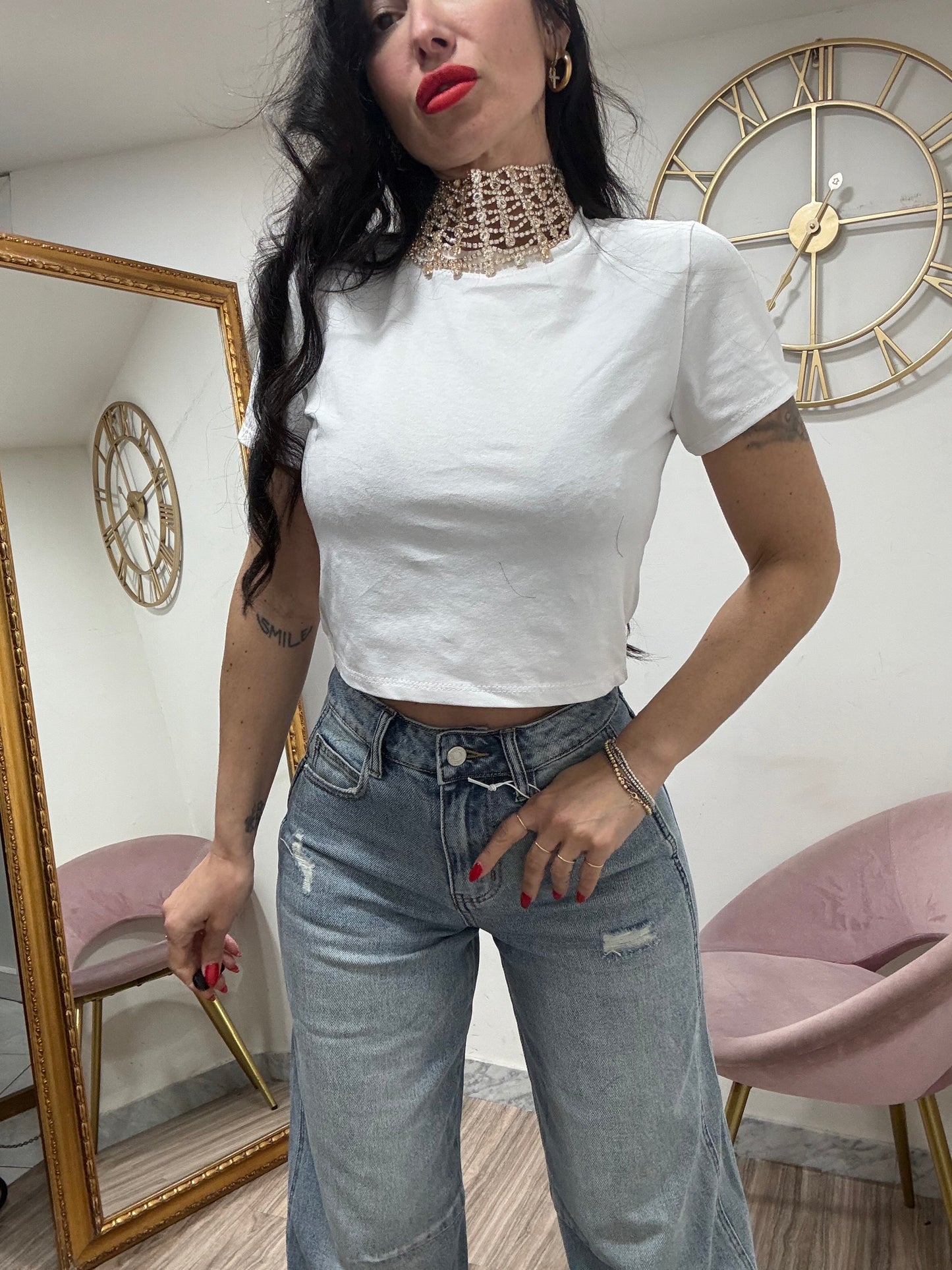 Shirt crop mezza manica