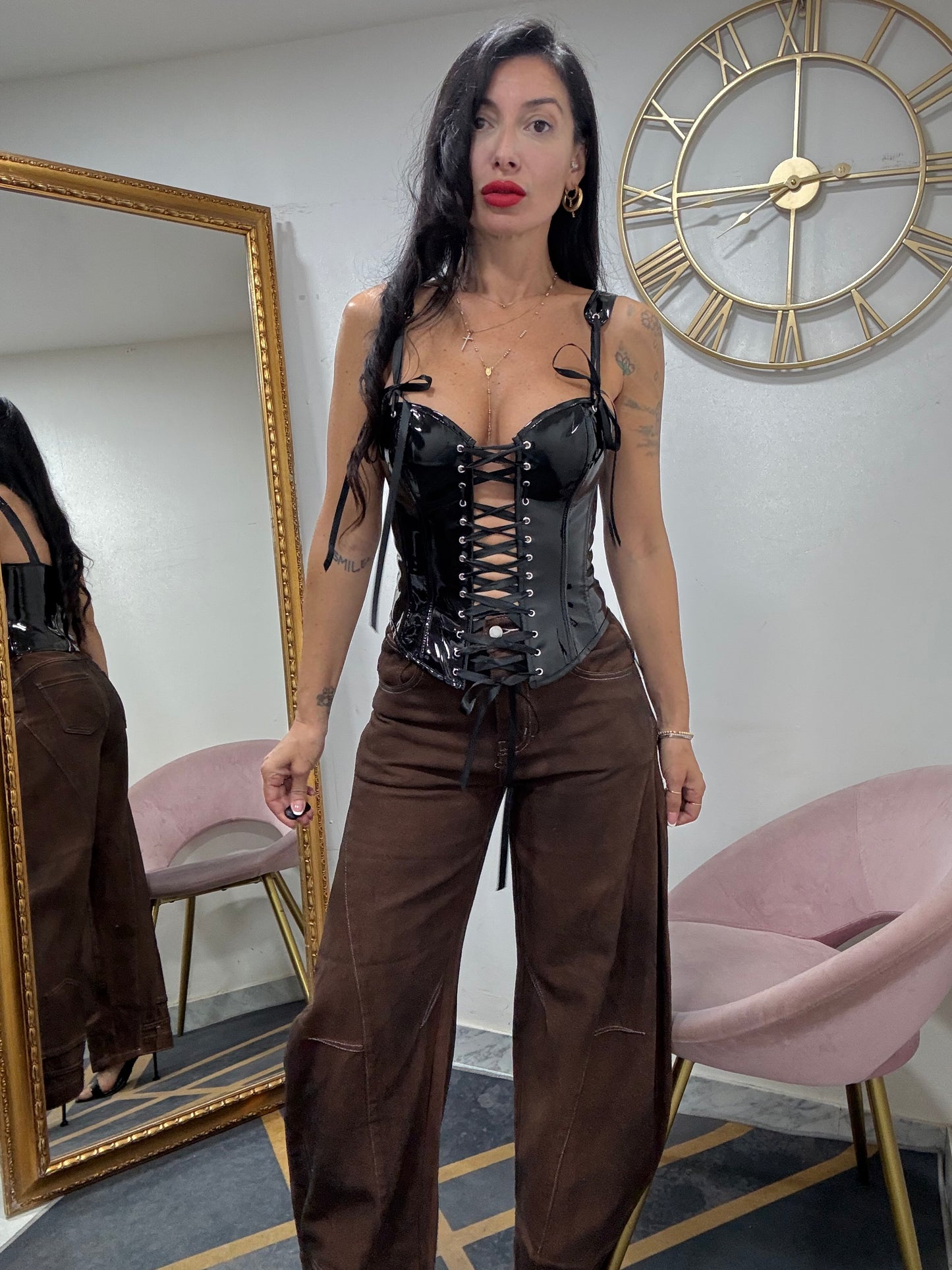 Jeans revers  marrone 523