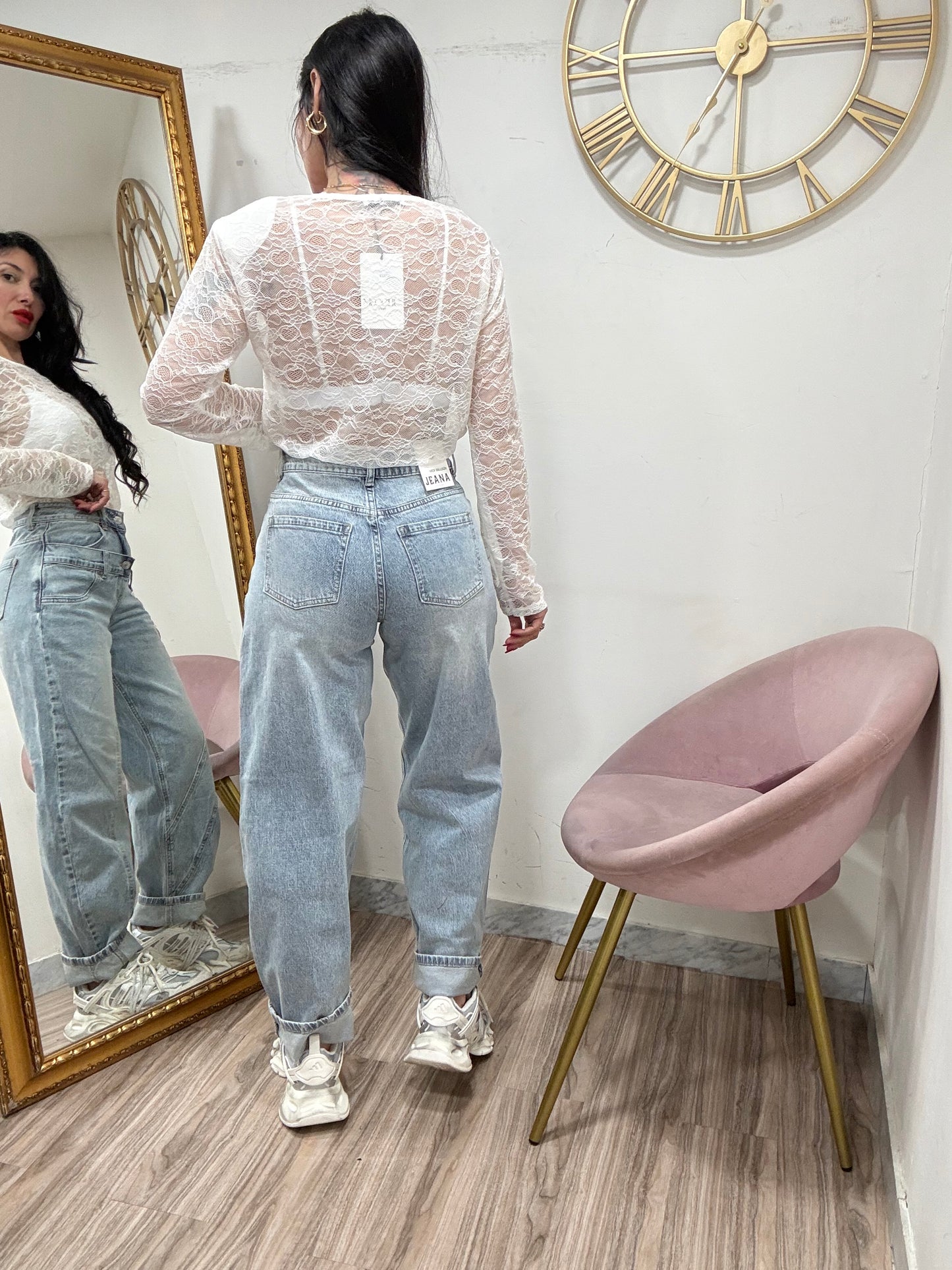 Jeans balloon doppia abbottonatura denim 6053