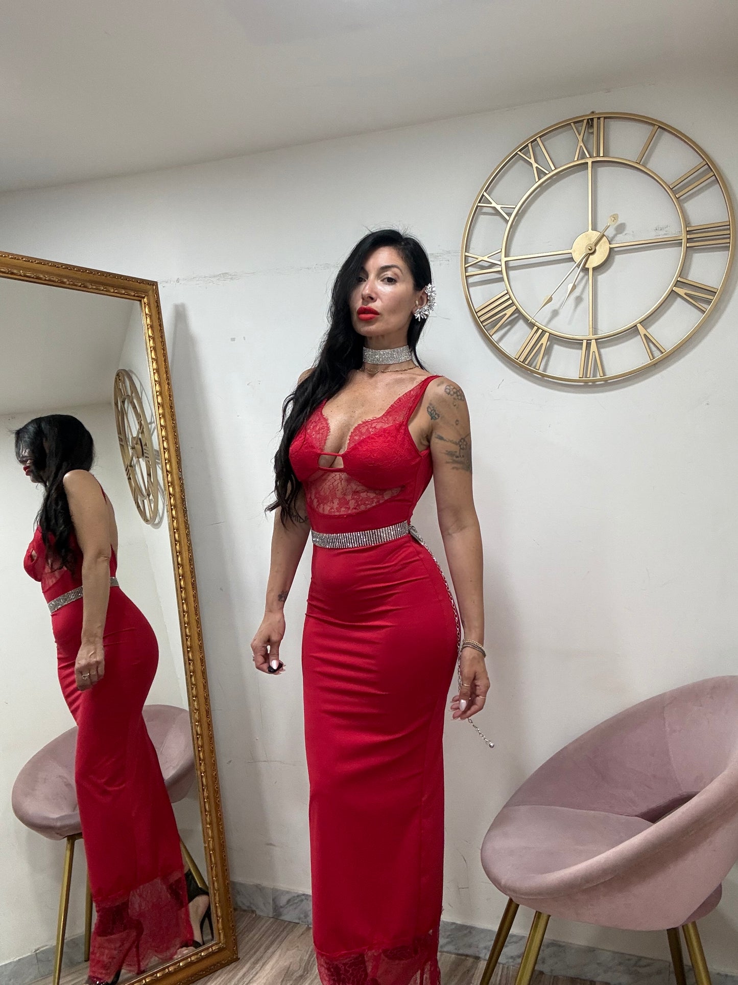 Dress tubino scollo merletto 20271