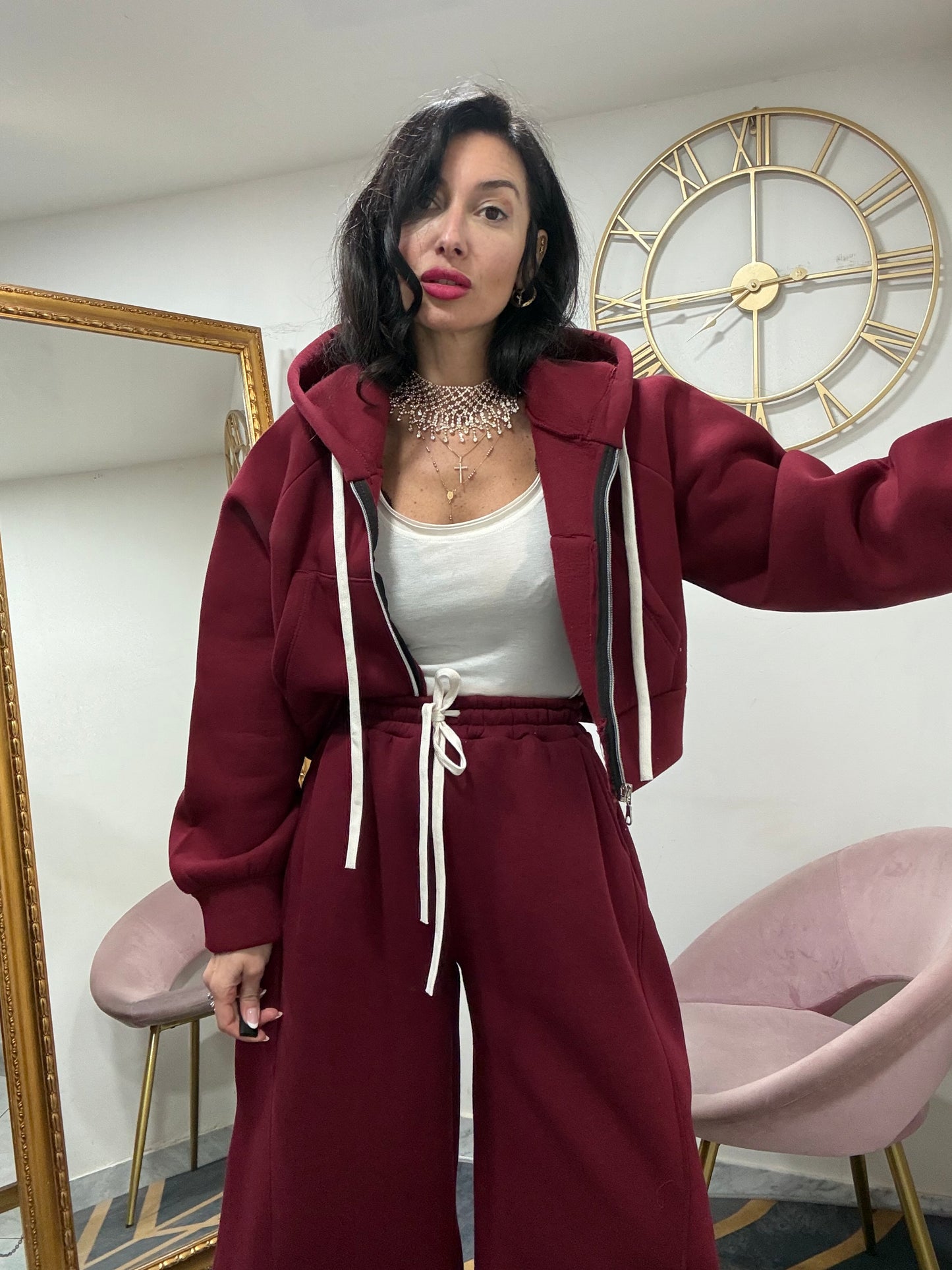 Felpa crop zip over 909
