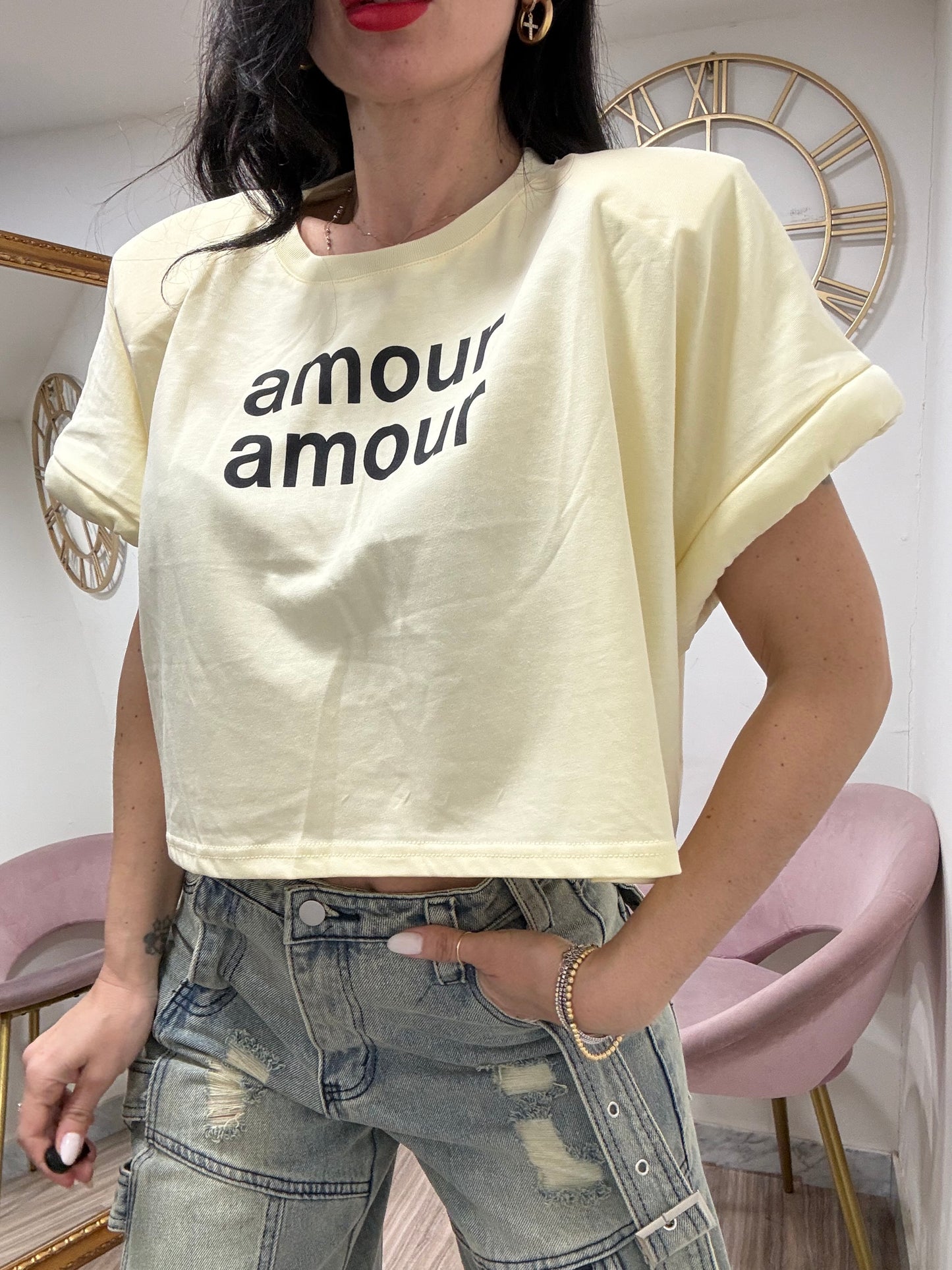 Maglia crop spallina Amour Amour   13626