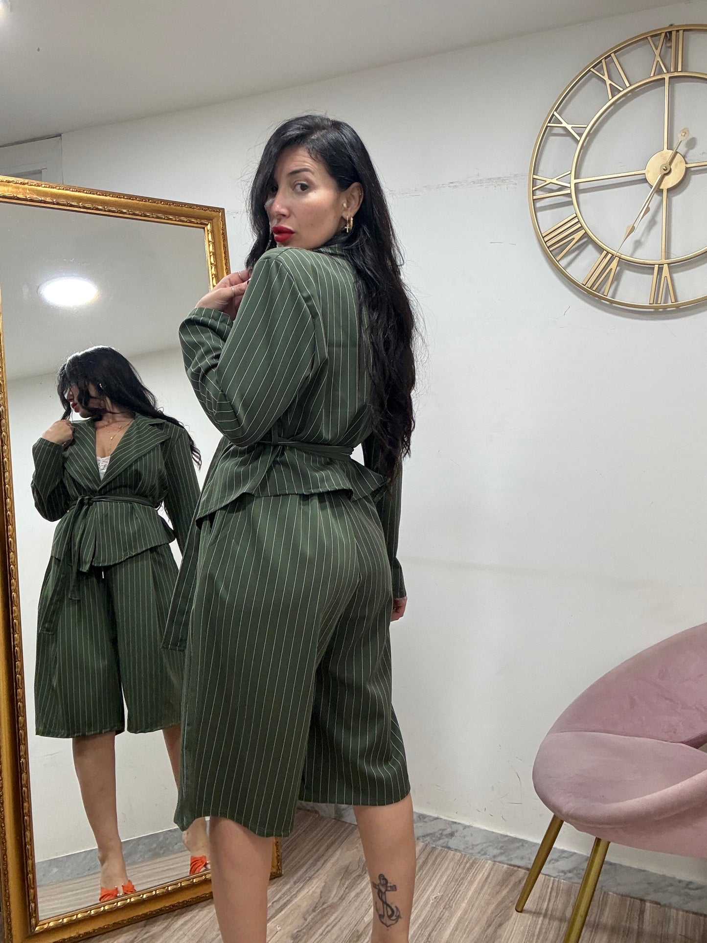 Giacca cinta gessata 56210