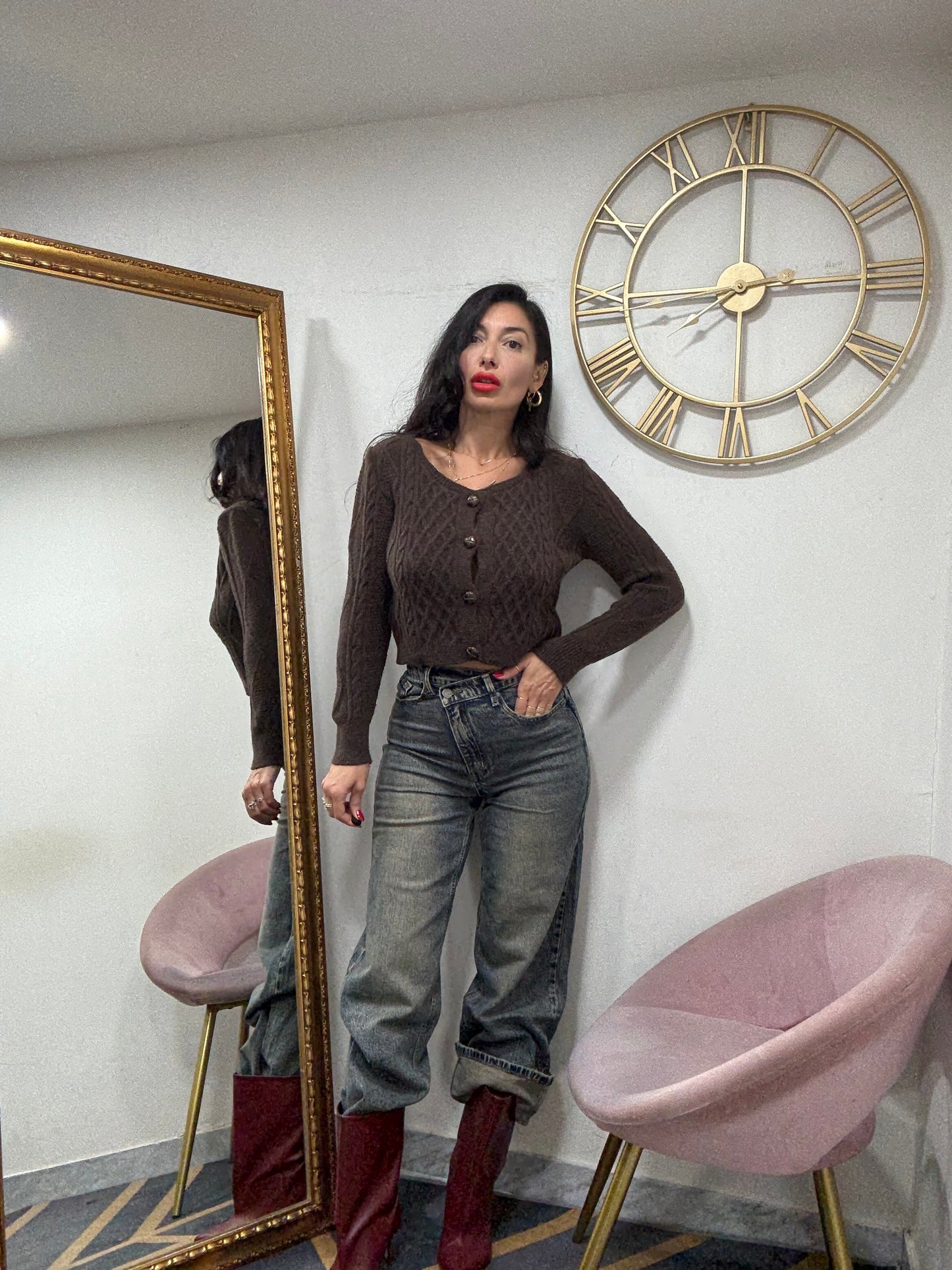 Jeans abbottonatura asimmetrica sabbiato 111