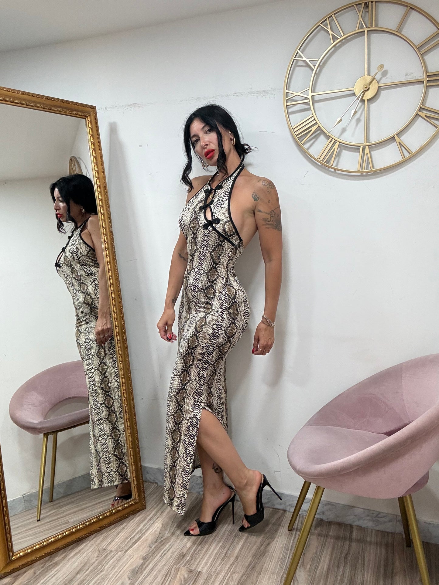 Dress pitonato mod  alamari 3656